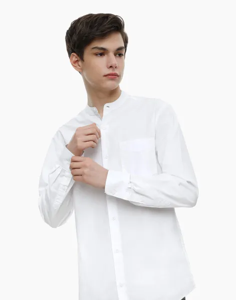 Белая базовая рубашка для мальчика-0
