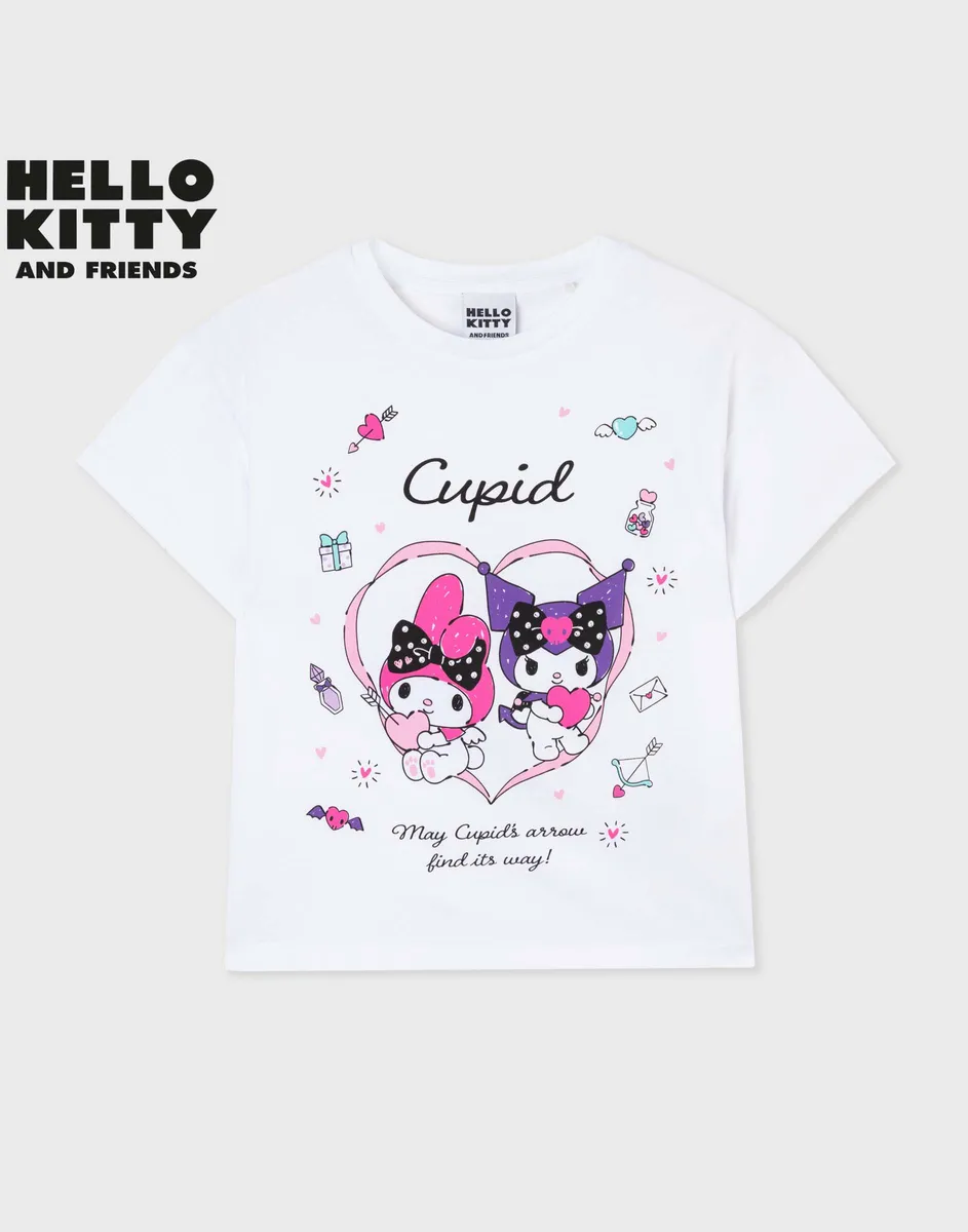 Белая футболка oversize с принтом Hello Kitty для девочки GKT024531-1  купить по цене от 399 рублей с доставкой по России