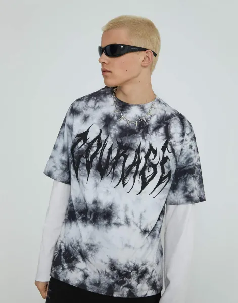 Белая футболка oversize с принтом для мальчика-0