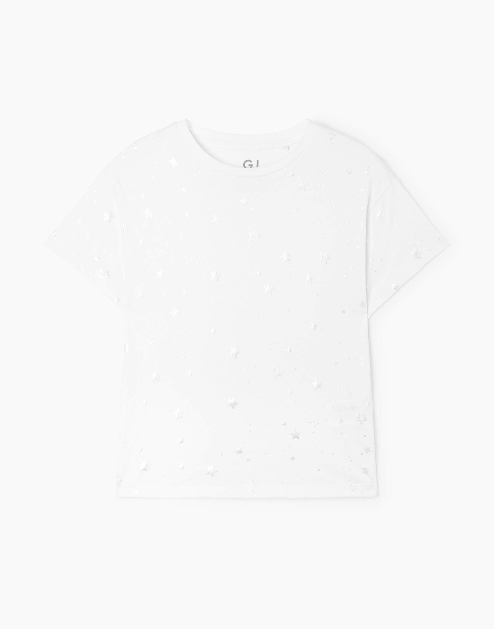 Белая футболка oversize со звёздами для девочки-1