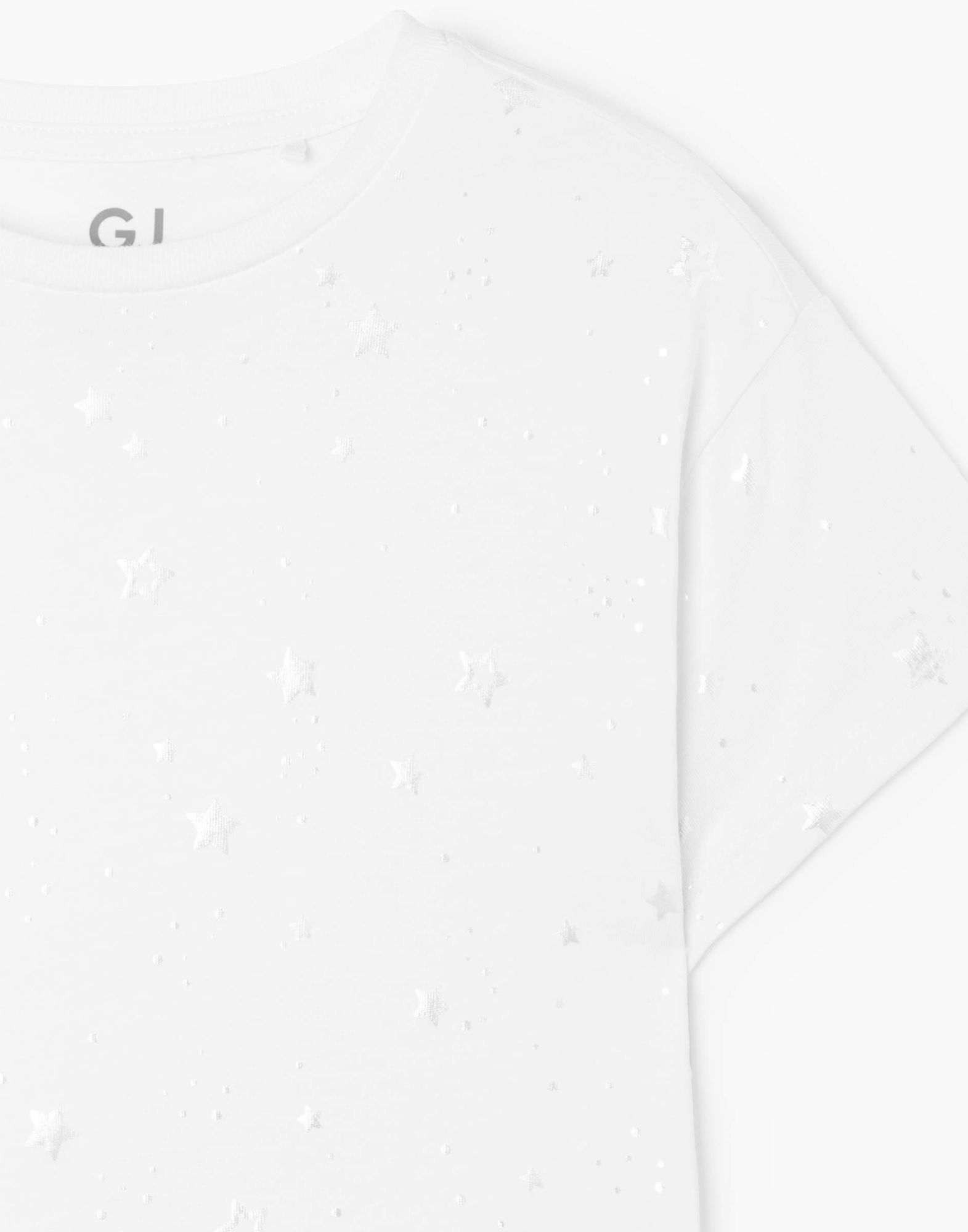 Белая футболка oversize со звёздами для девочки-3