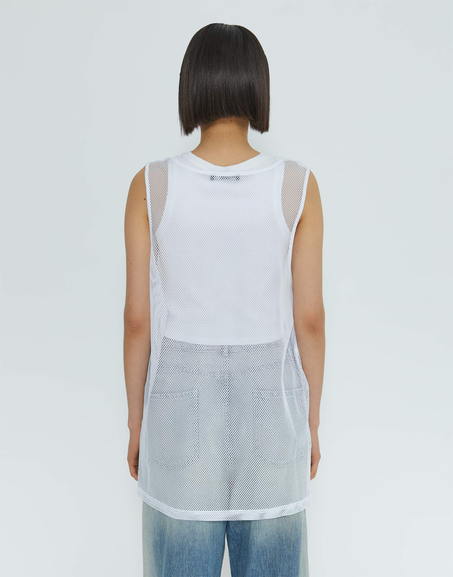 Белая майка superoversize из сетки с принтом GTN004209-2 купить по цене ...