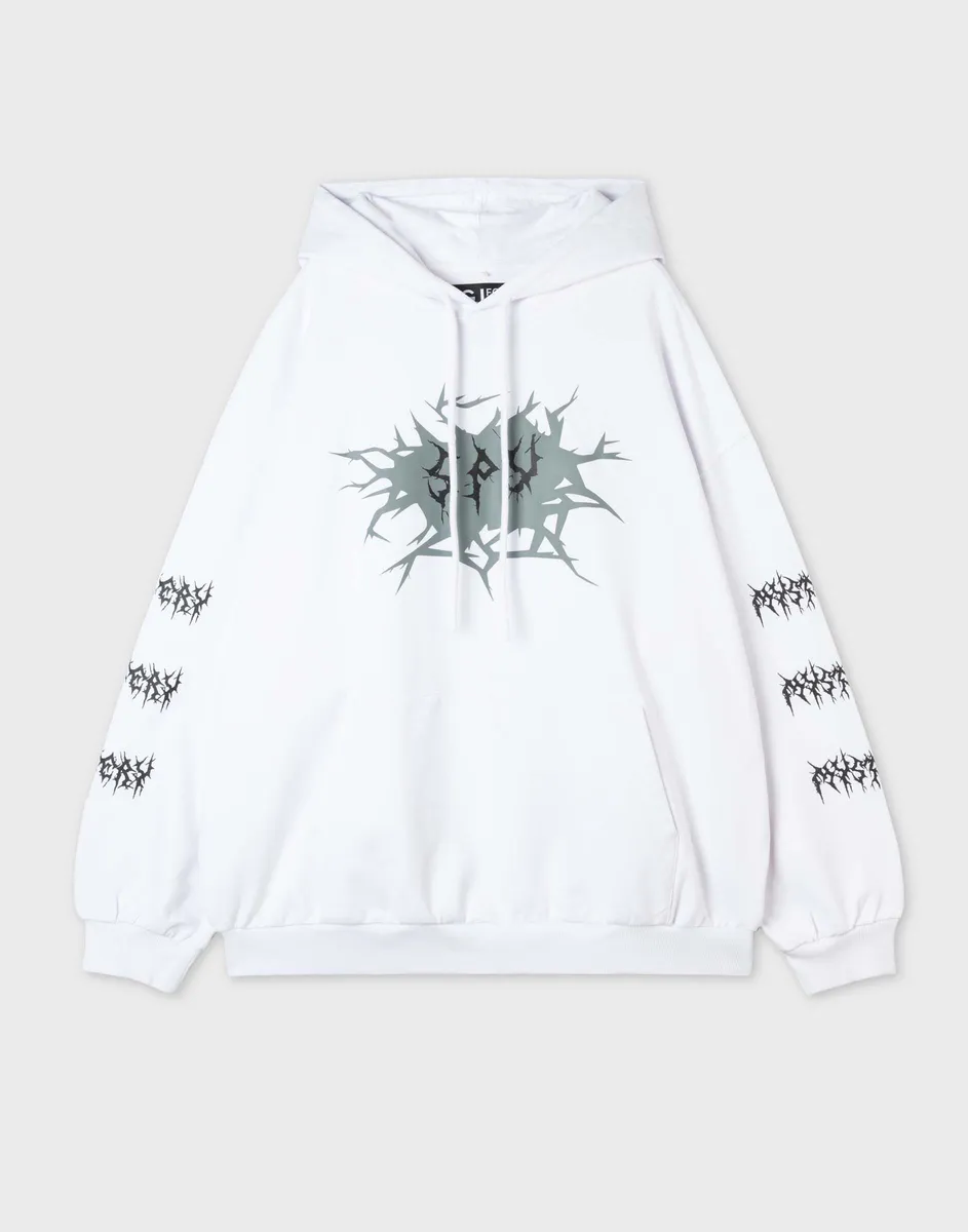 Белое худи oversize с принтом BAC012443-1 купить по цене от 899 рублей ...