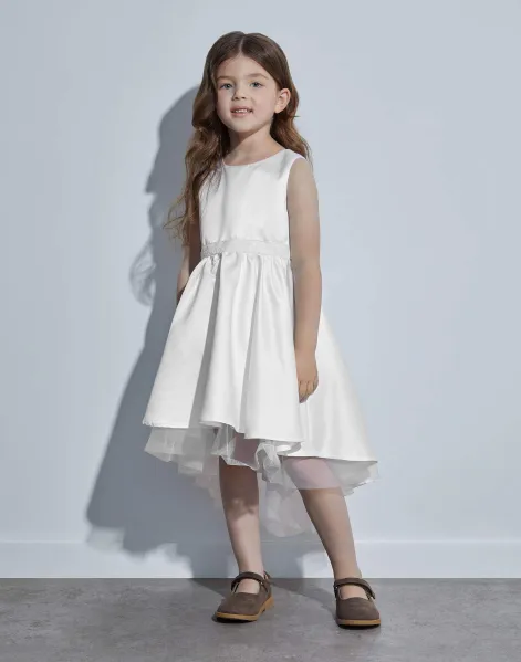 Белое расклёшенное платье для девочки-0