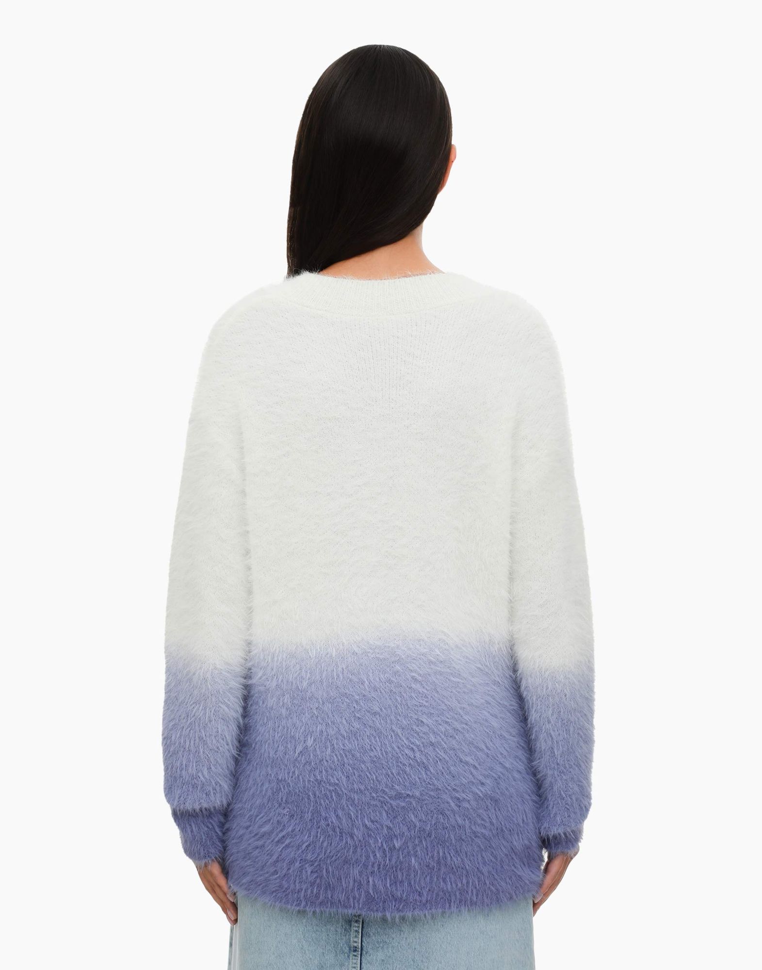 Белый пуловер с градиентом oversize-3