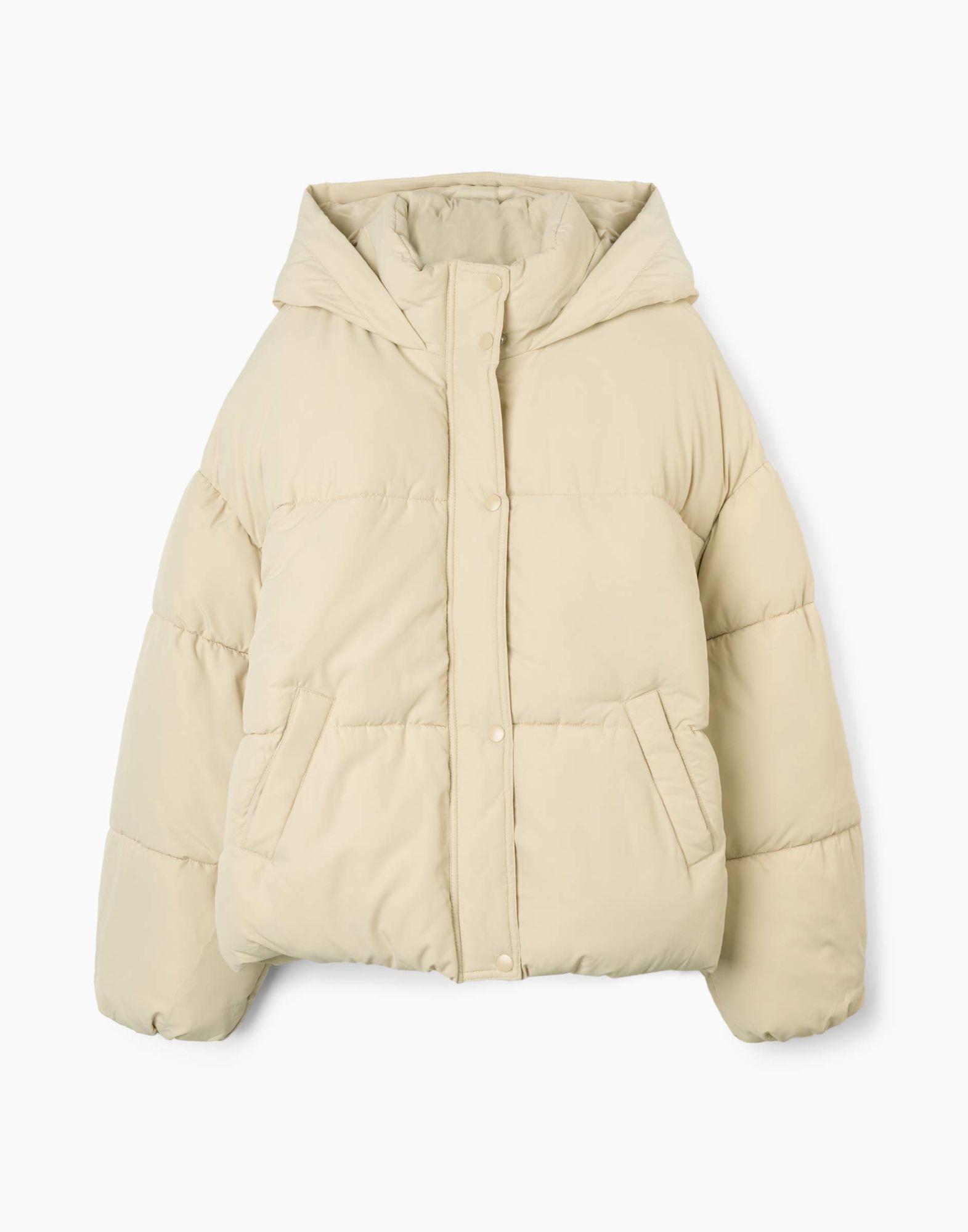 Бежевая куртка oversize с синтепухом-6