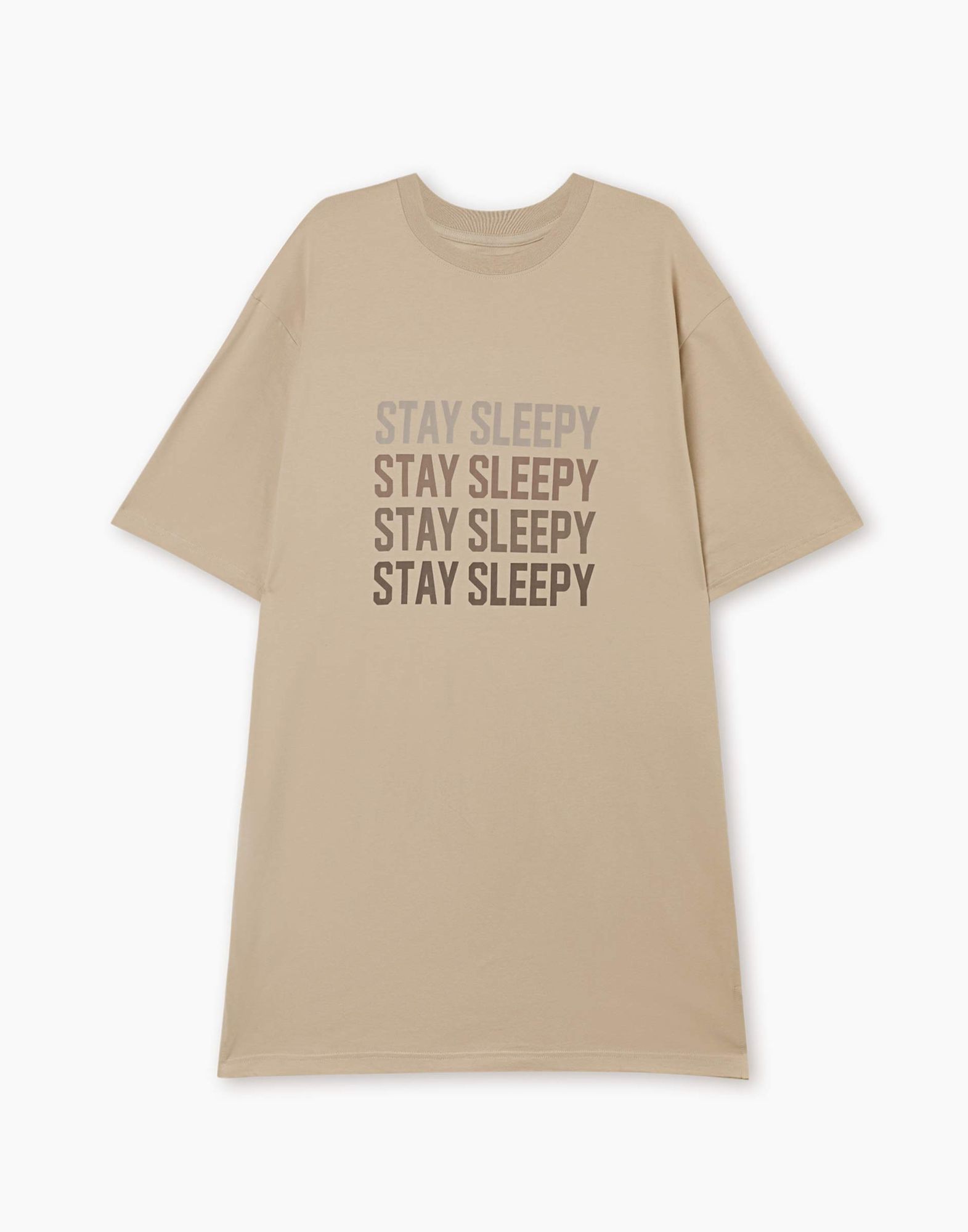 Бежевая ночная сорочка с надписью Stay Sleepy-4