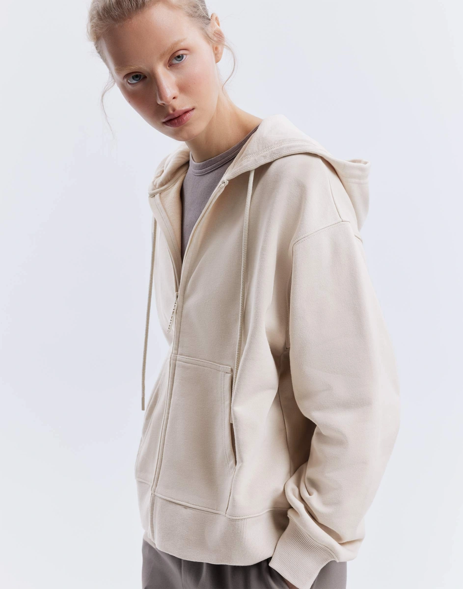 Бежевая толстовка на молнии oversize GAC024448-2 купить по цене от 2799 ...
