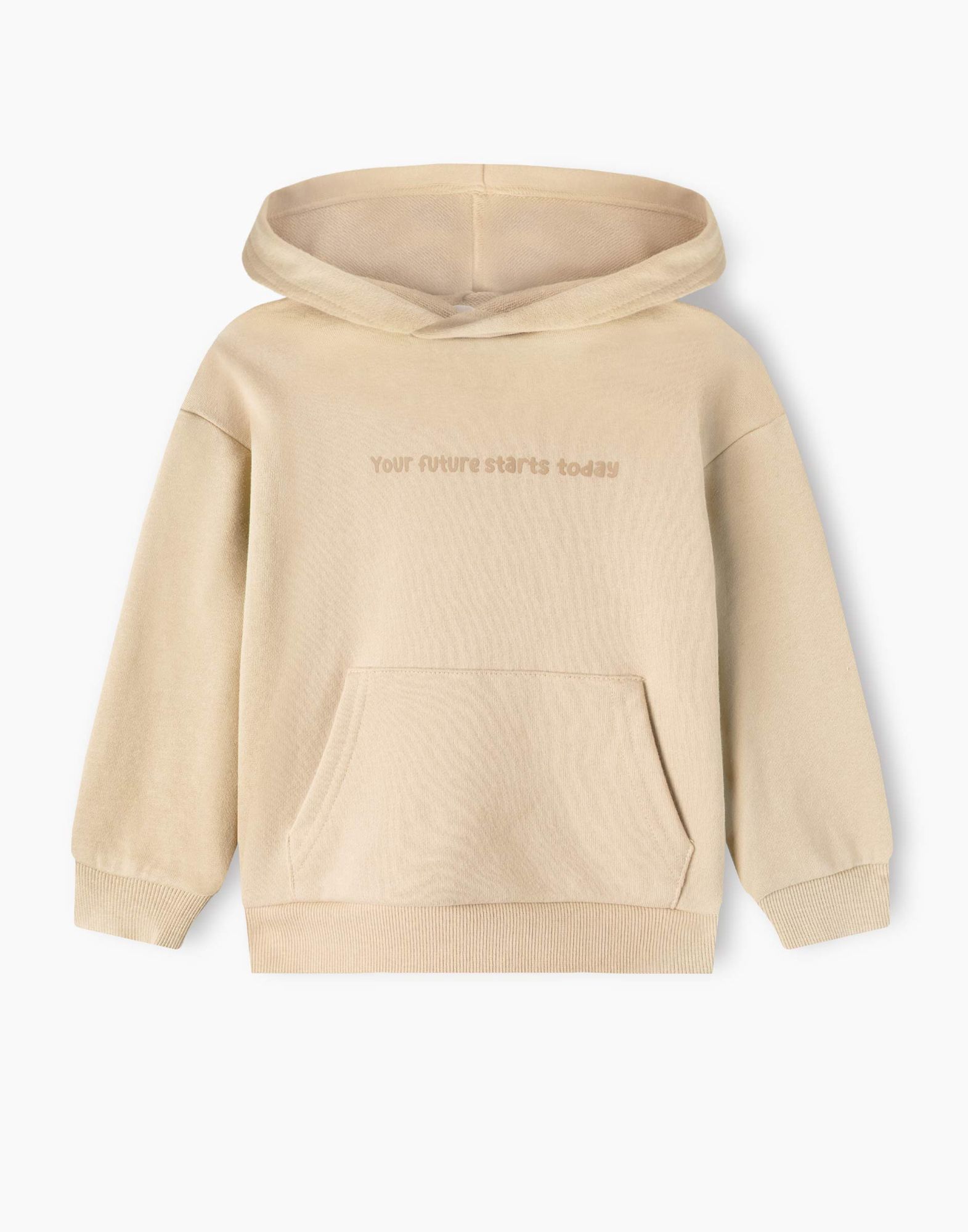 Бежевое худи oversize с надписью для мальчика BAC011239-4 купить по ...