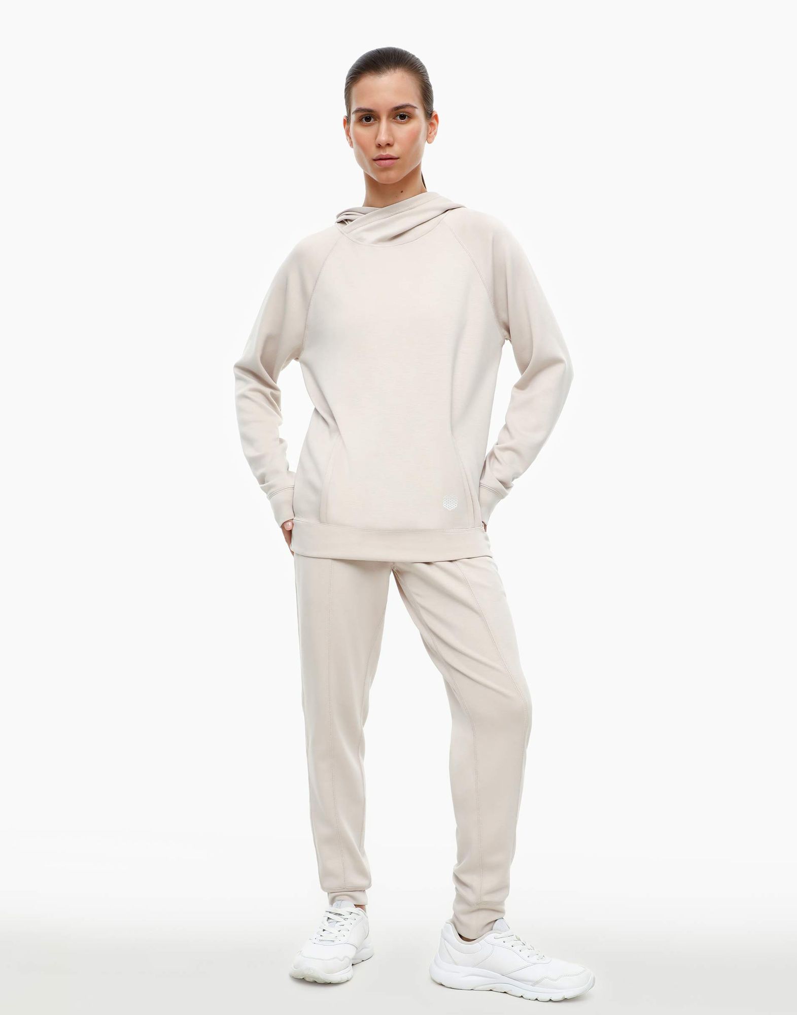 Бежевое спортивное худи oversize-1
