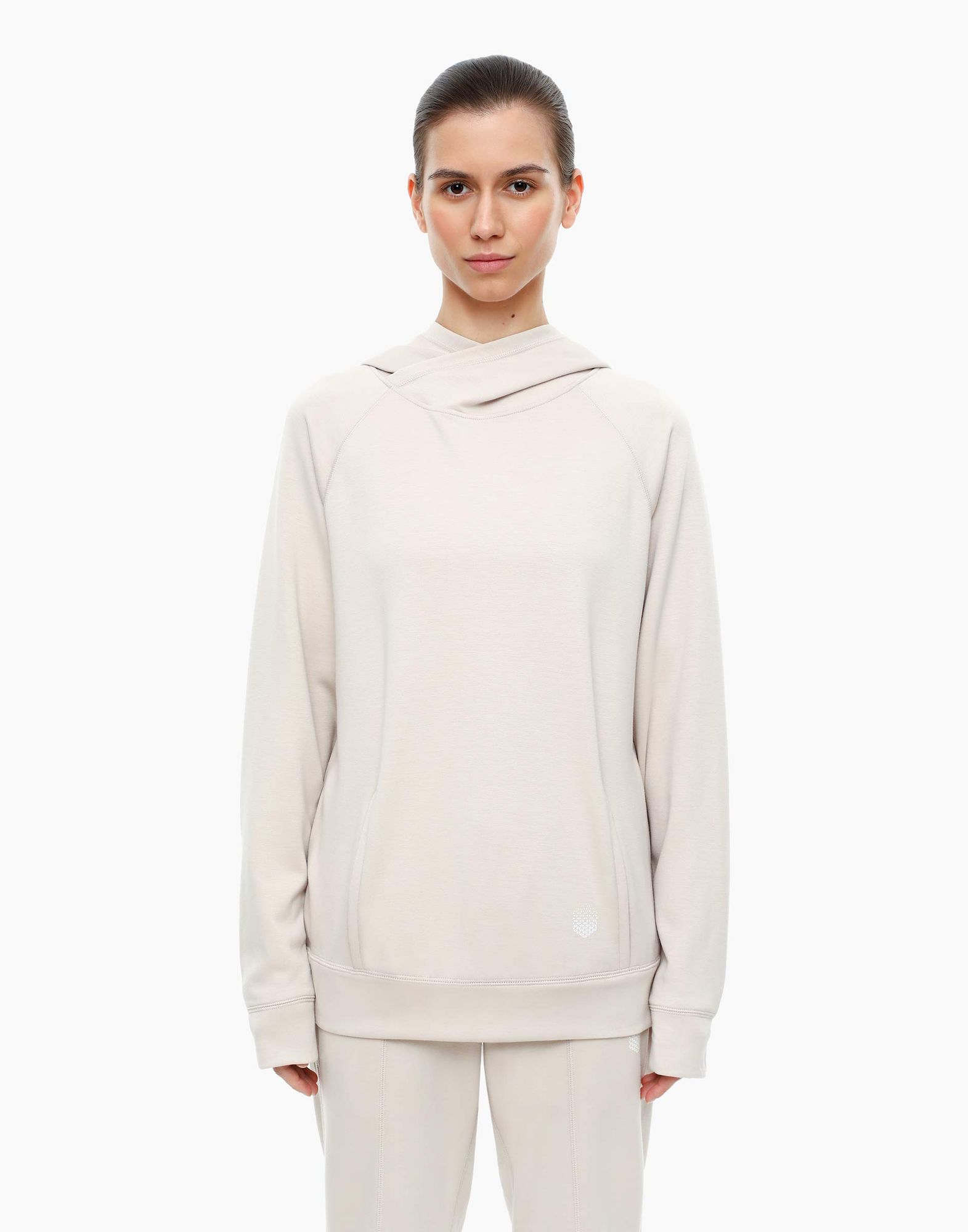 Бежевое спортивное худи oversize-2