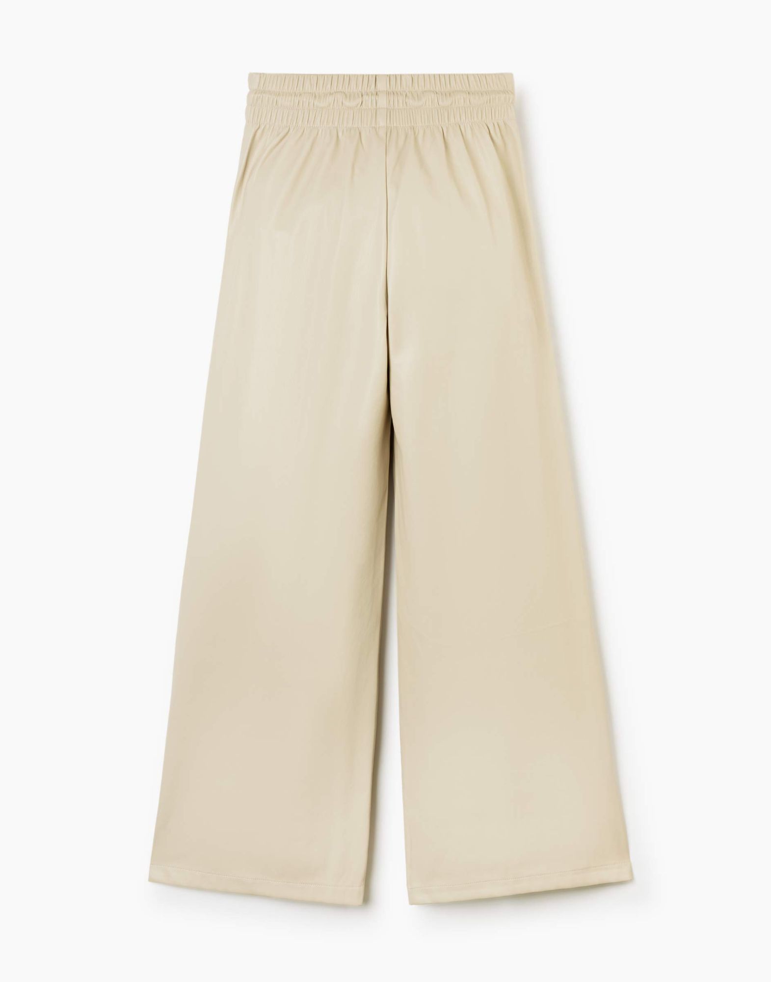 Бежевые брюки Wide leg из экокожи для девочки-2