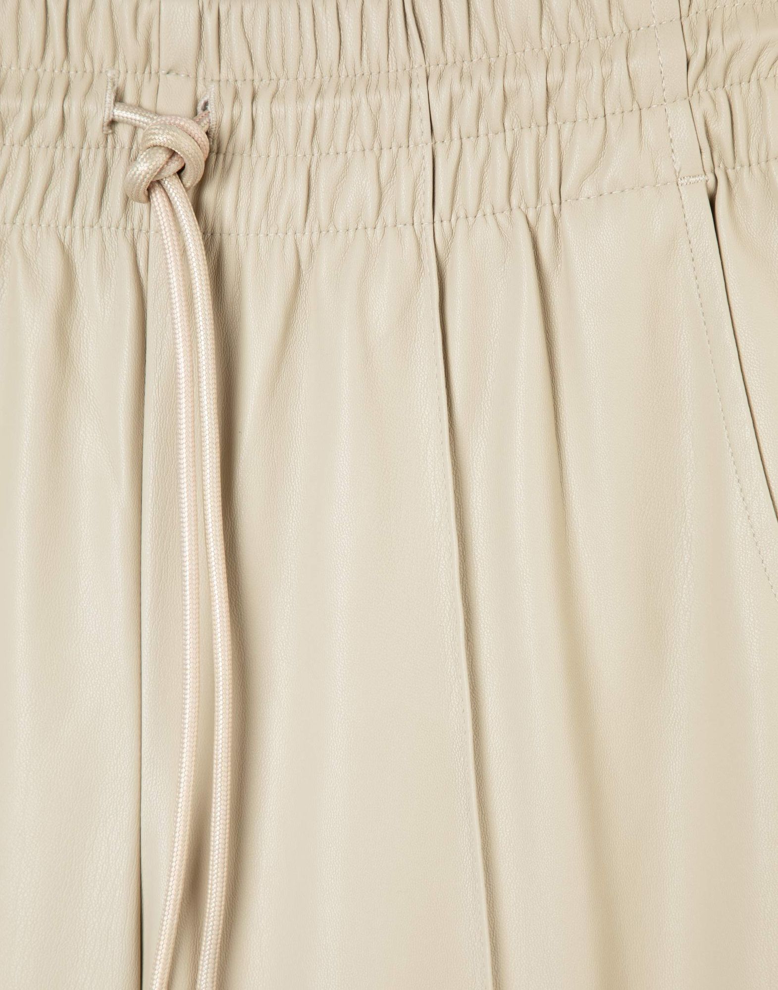 Бежевые брюки Wide leg из экокожи для девочки-3