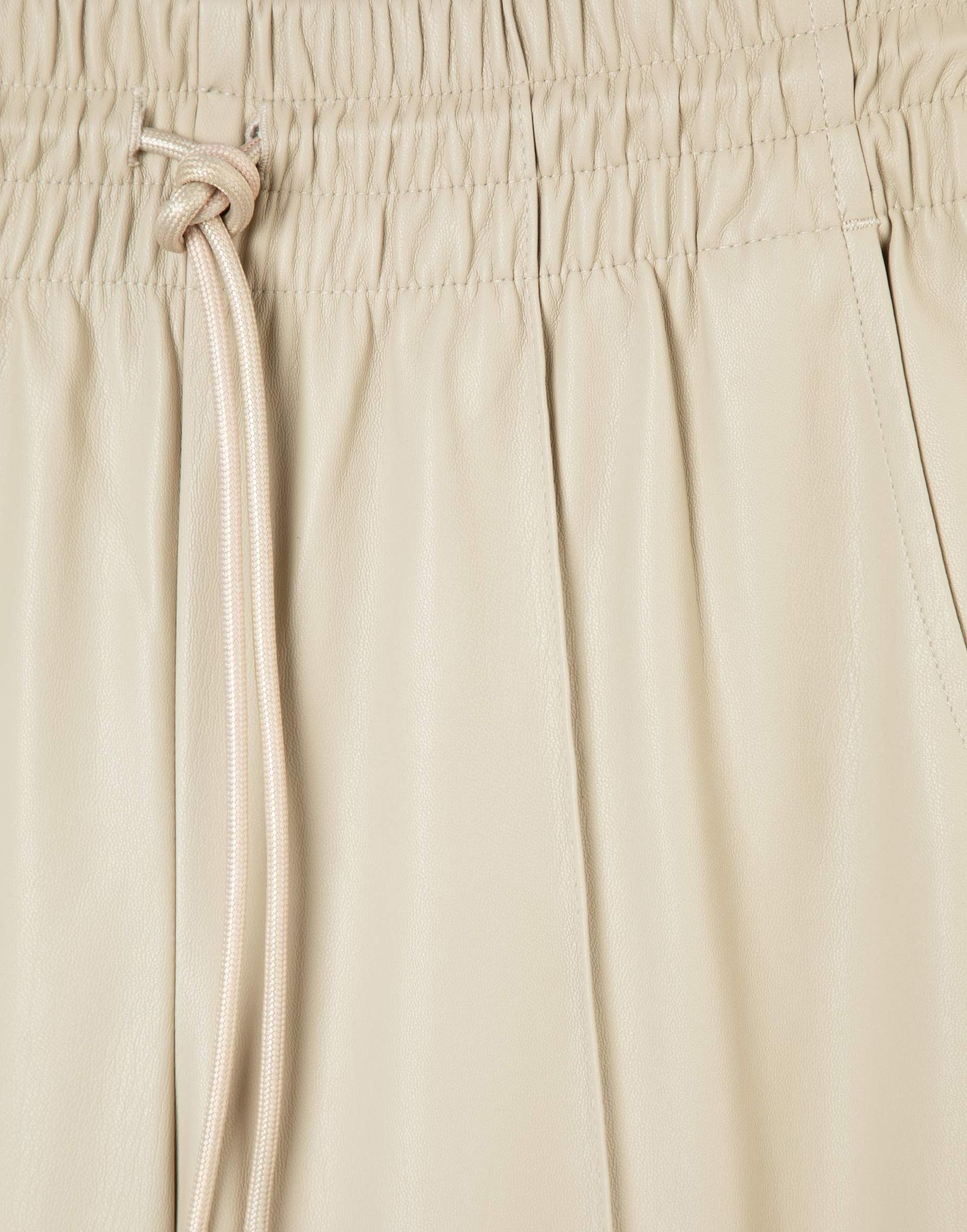 Бежевые брюки Wide leg из экокожи для девочки-3