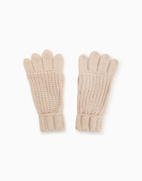 Бежевые перчатки для девочки-0