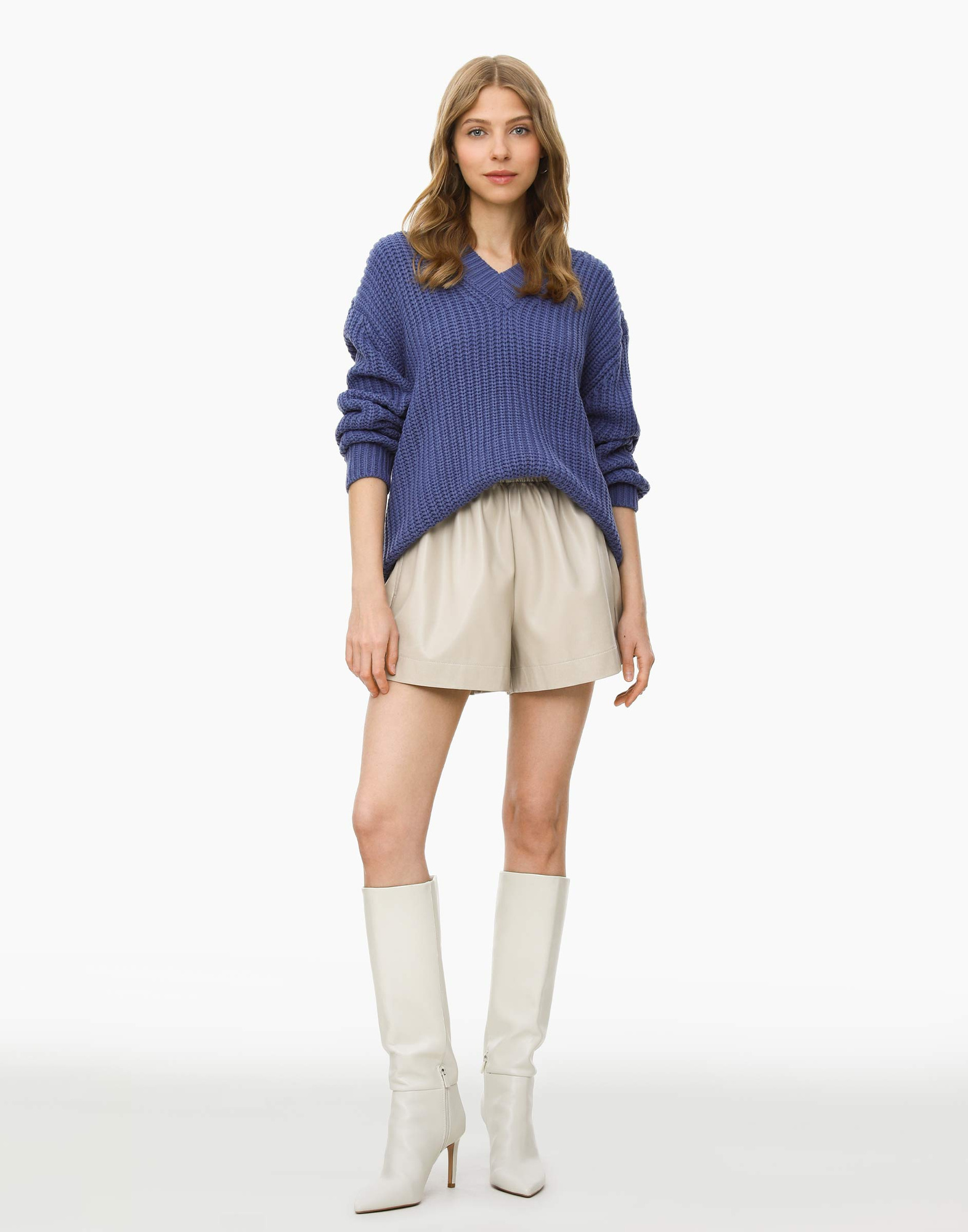 Бежевые шорты Baggy из экокожи GSH010598-3 купить по цене от 399 рублей ...