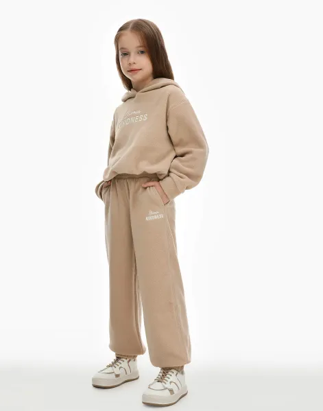 Бежевые спортивные брюки Baggy для девочки-0