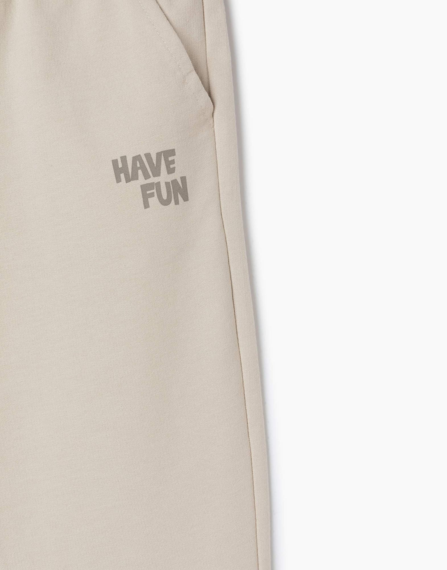 Бежевые спортивные брюки Comfort с надписью Have Fun для мальчика-3