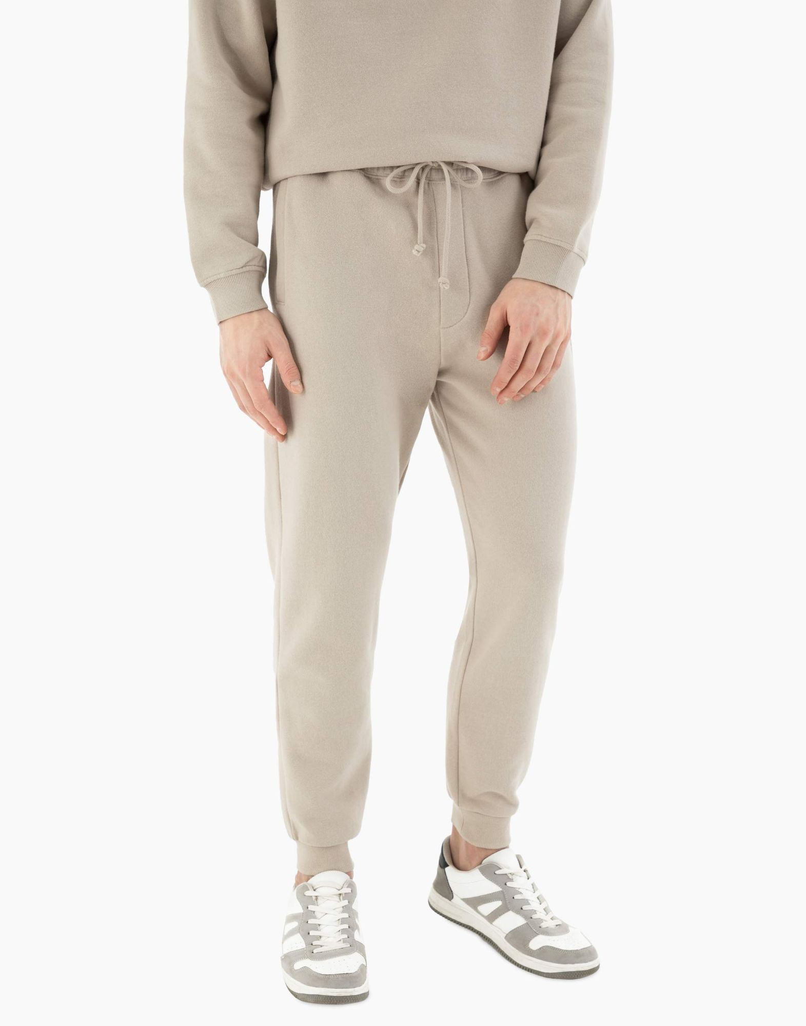 Бежевые спортивные брюки Jogger с надписью Ready steady go-1