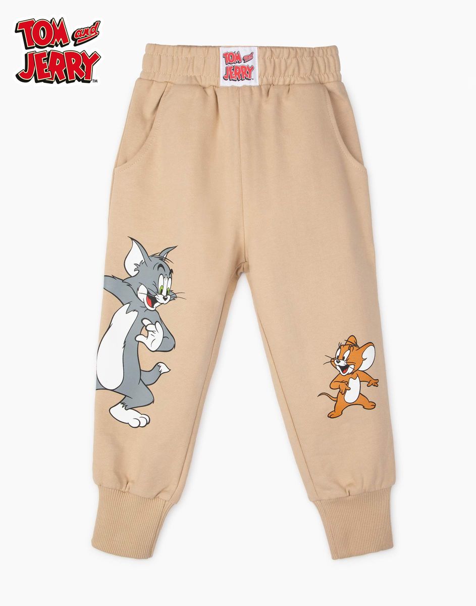 Бежевые спортивные брюки Jogger с принтом Tom and Jerry для мальчика  BAC010264-1 купить по цене от 499 рублей с доставкой по России