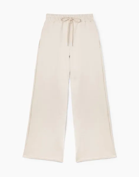 Бежевые спортивные брюки Wide leg-0