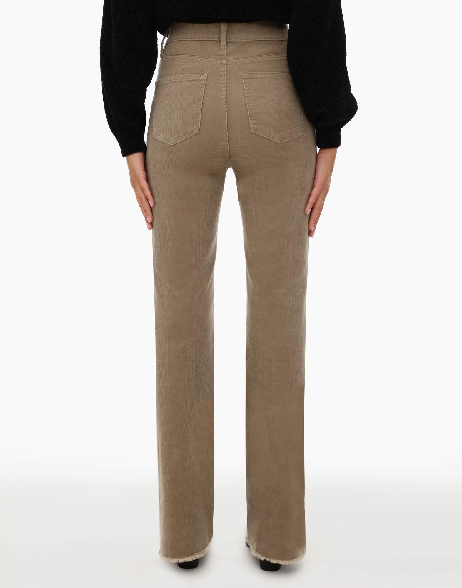 Бежевые вельветовые брюки с высокой талией-2