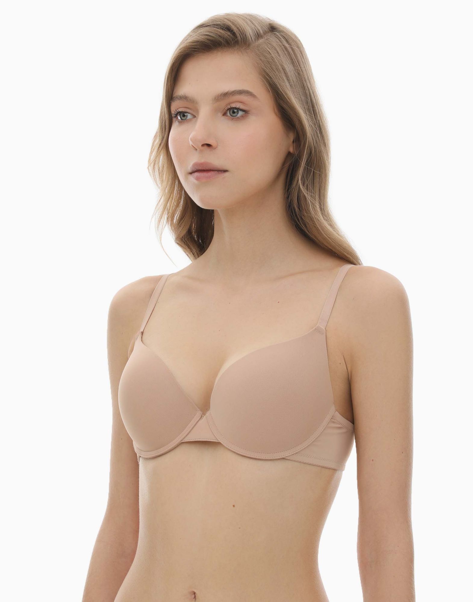 Бежевый базовый бюстгальтер Push-up из микрофибры-1
