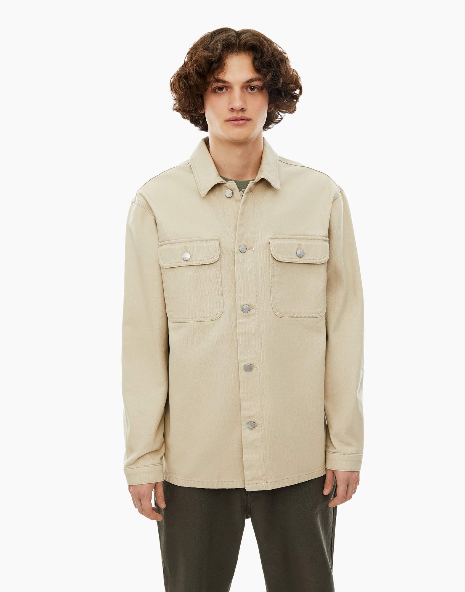 Бежевый джинсовый жакет (куртка) oversize-1