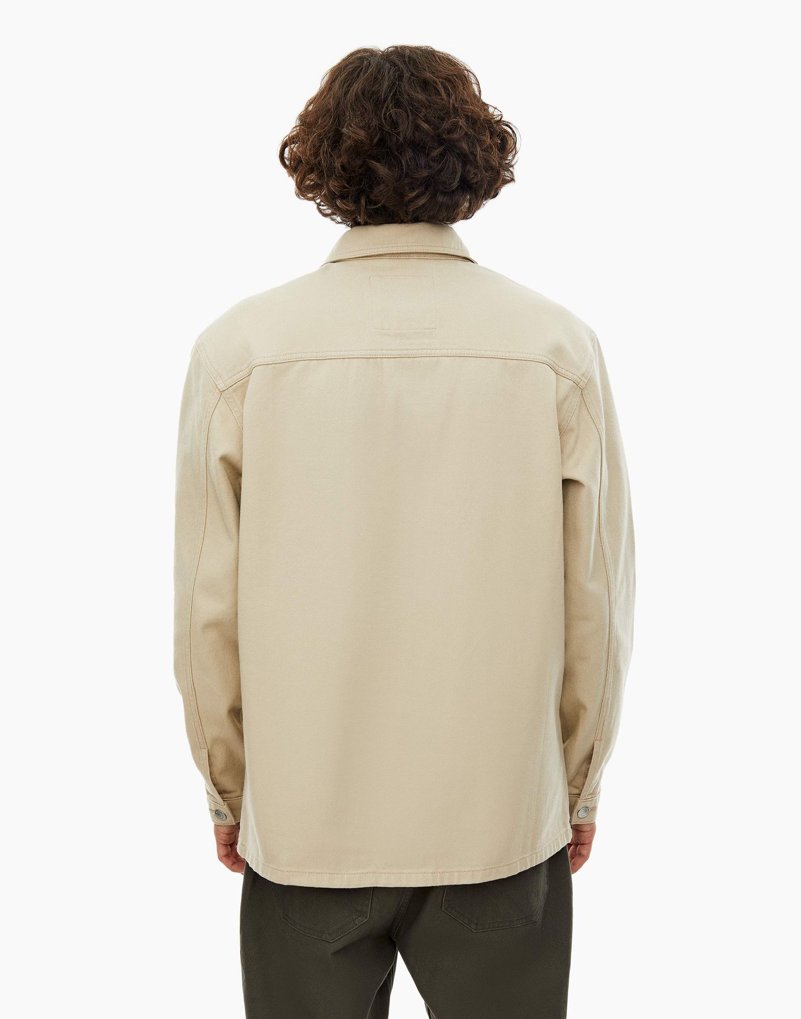 Бежевый джинсовый жакет (куртка) oversize-2