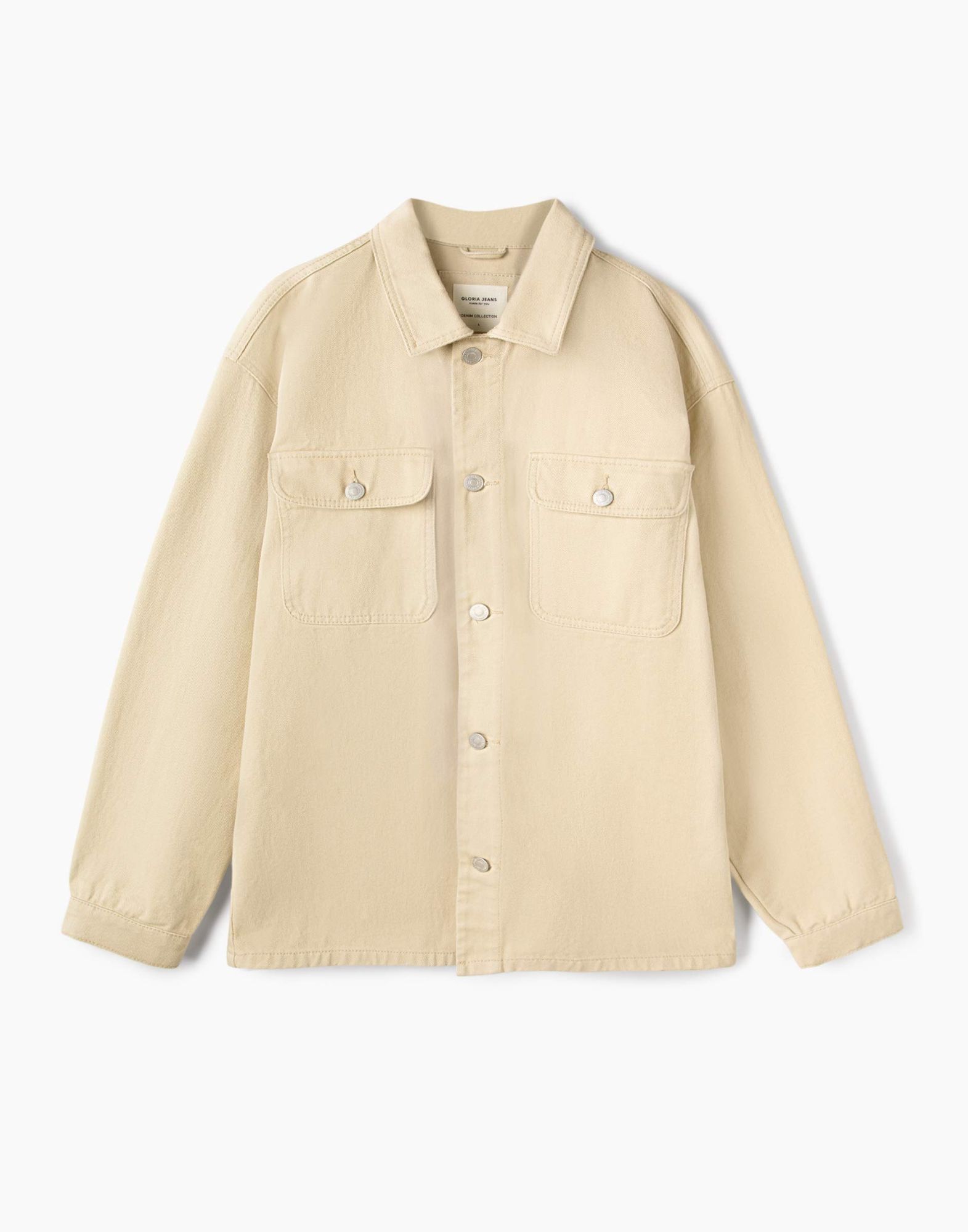 Бежевый джинсовый жакет (куртка) oversize-5