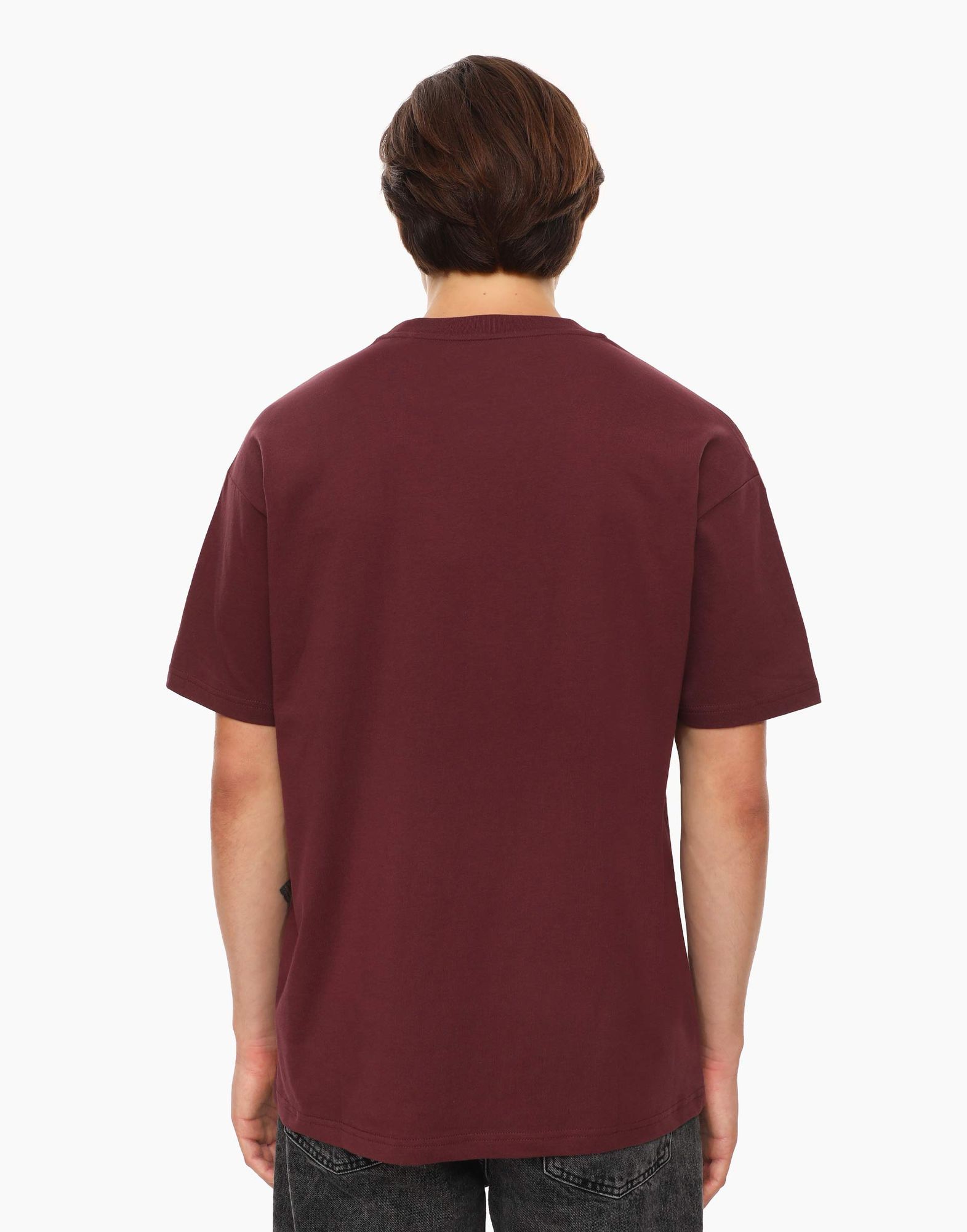 Бордовая футболка Comfort из джерси -3