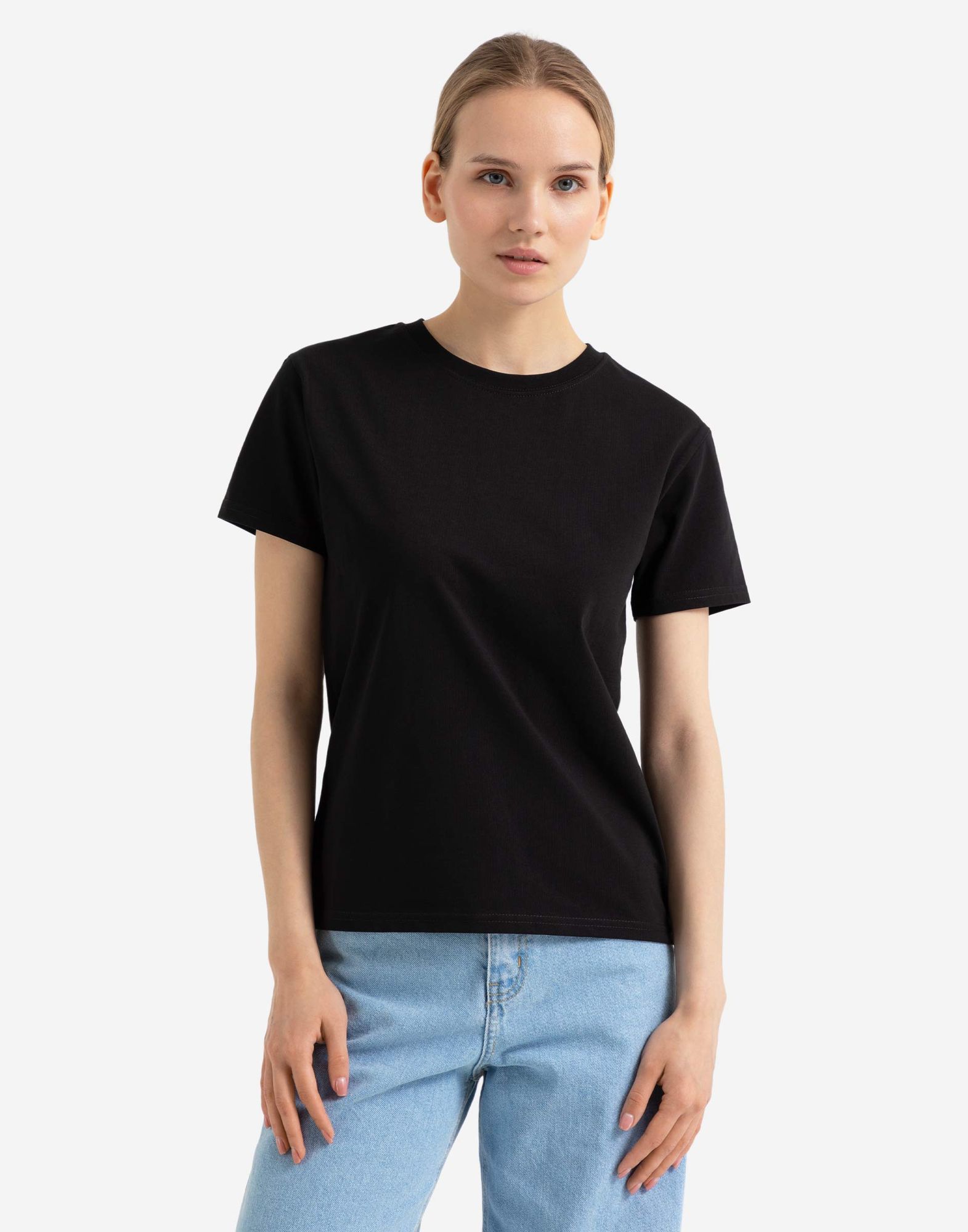 Черная базовая футболка Straight из плотного трикотажа GKT019184-1