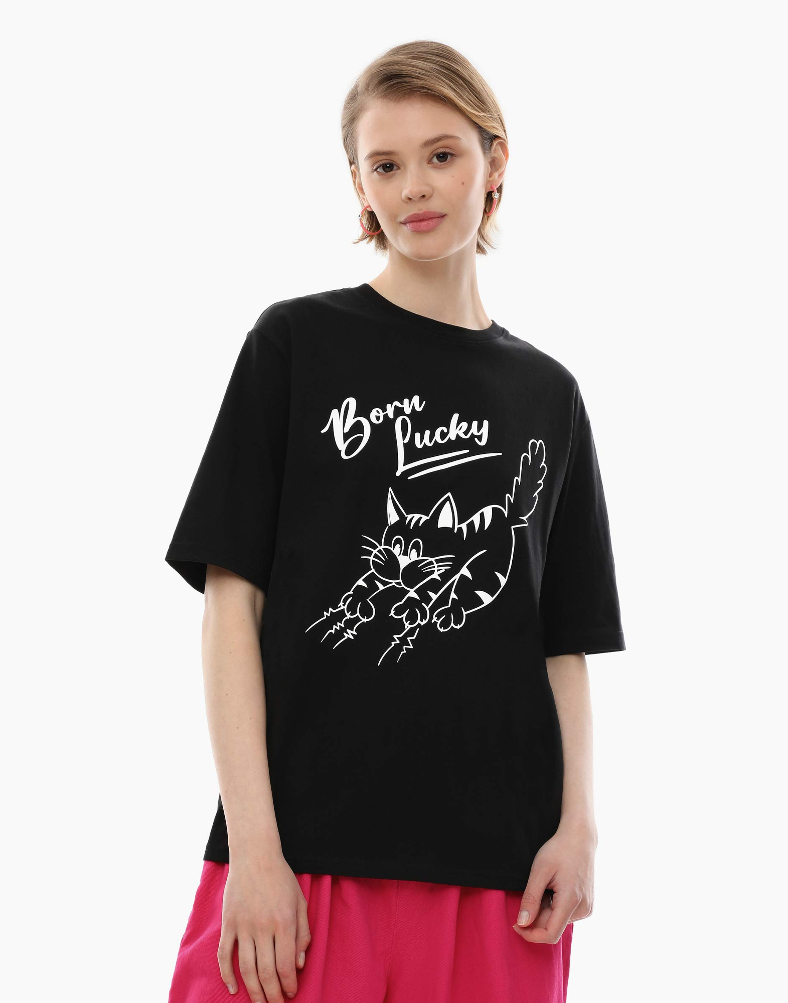 Чёрная футболка Oversize с принтом GKT019504-3 купить по цене от 499 ...