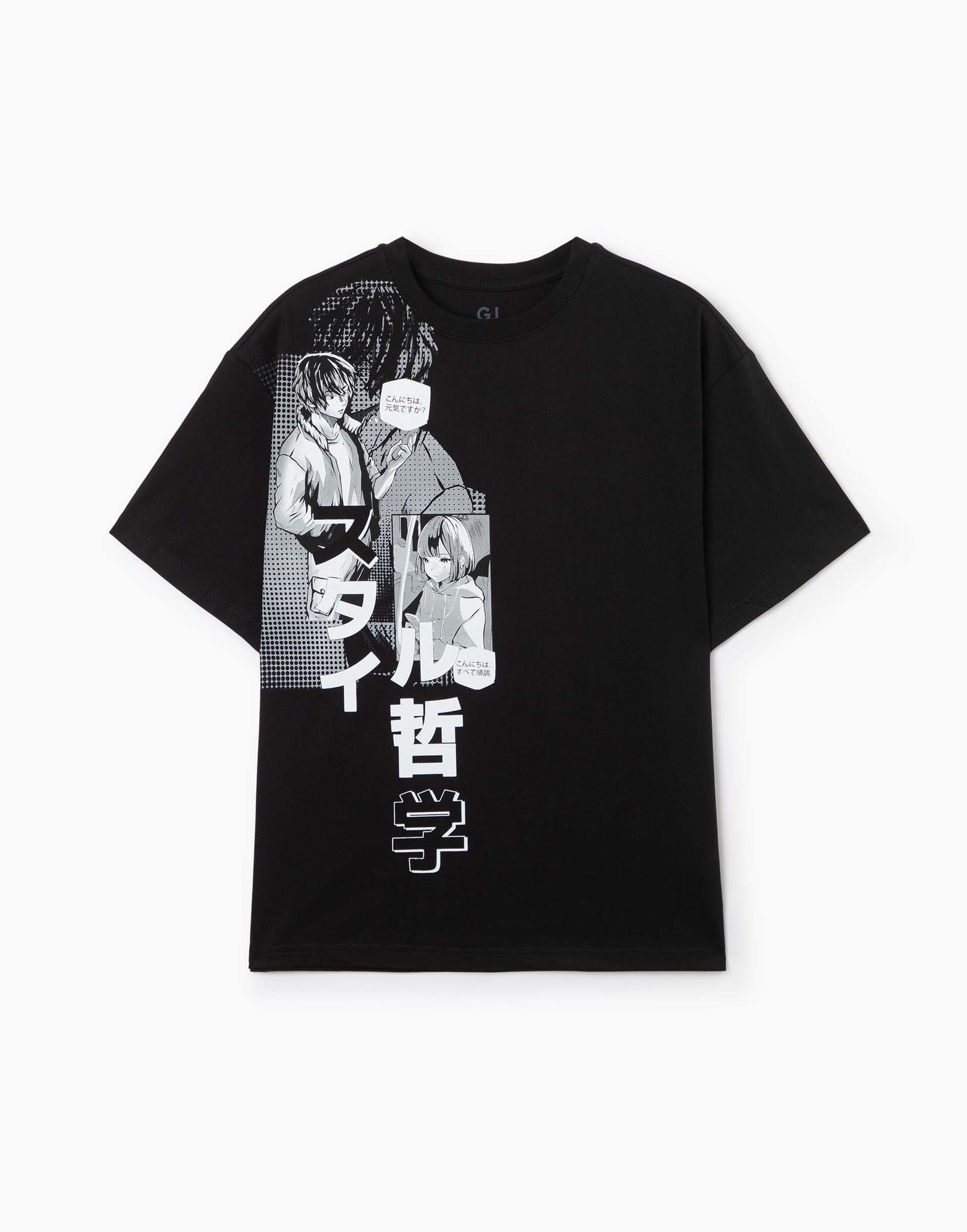 Чёрная футболка oversize с аниме-принтом BKT013018-1 купить по цене от ...