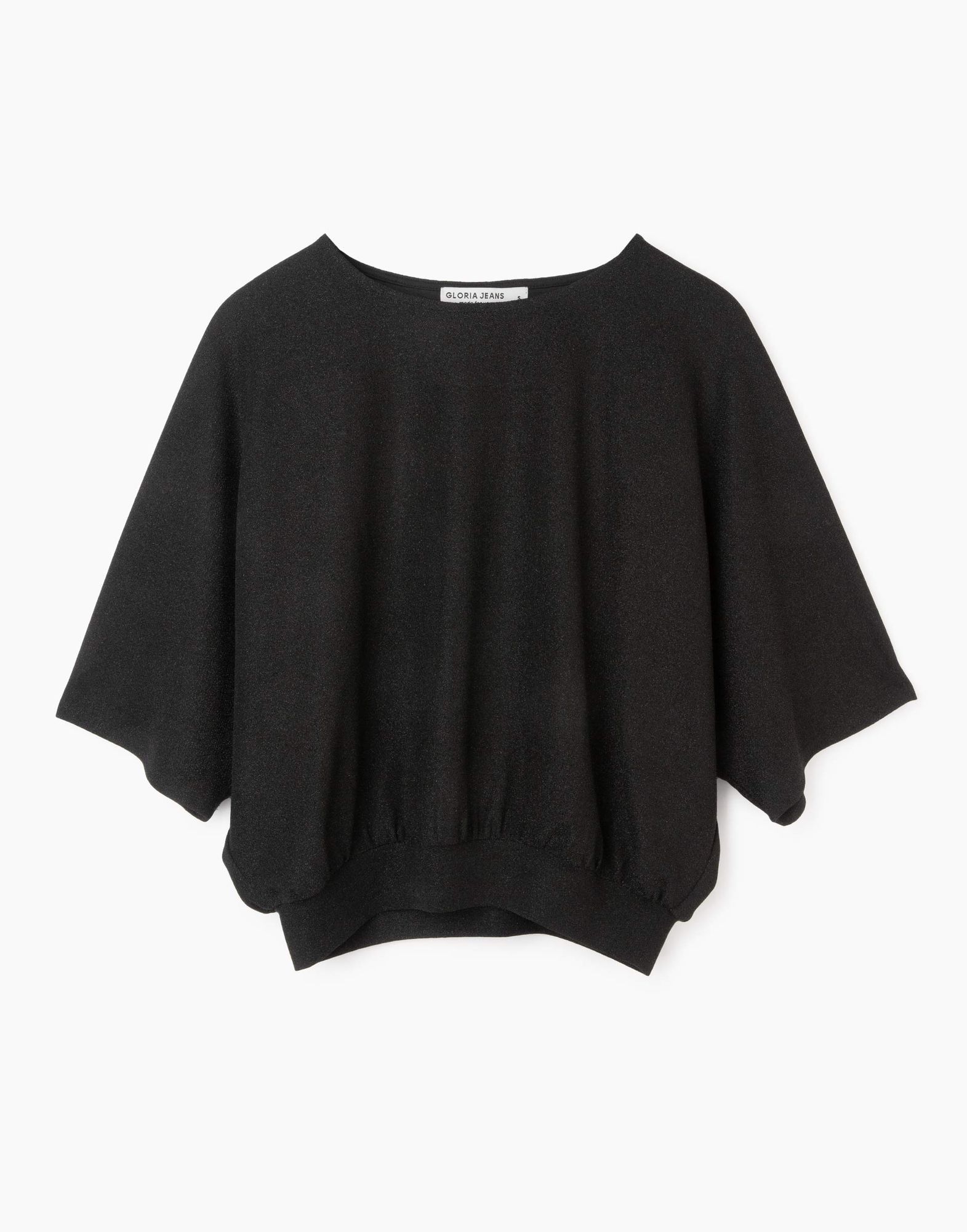 Черная футболка oversize с люрексом-4