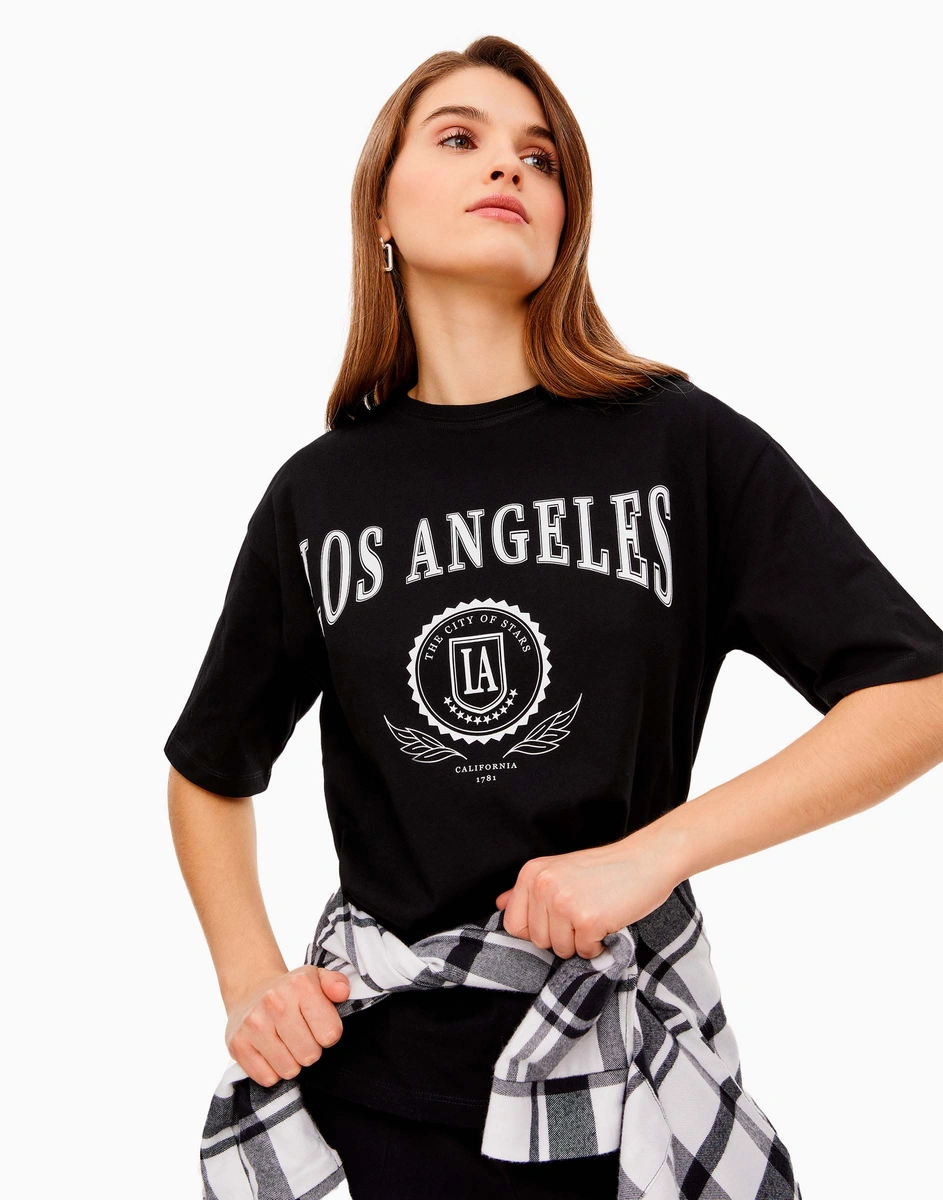 Чёрная футболка oversize с принтом Los Angeles GKT020448-1 купить по ...
