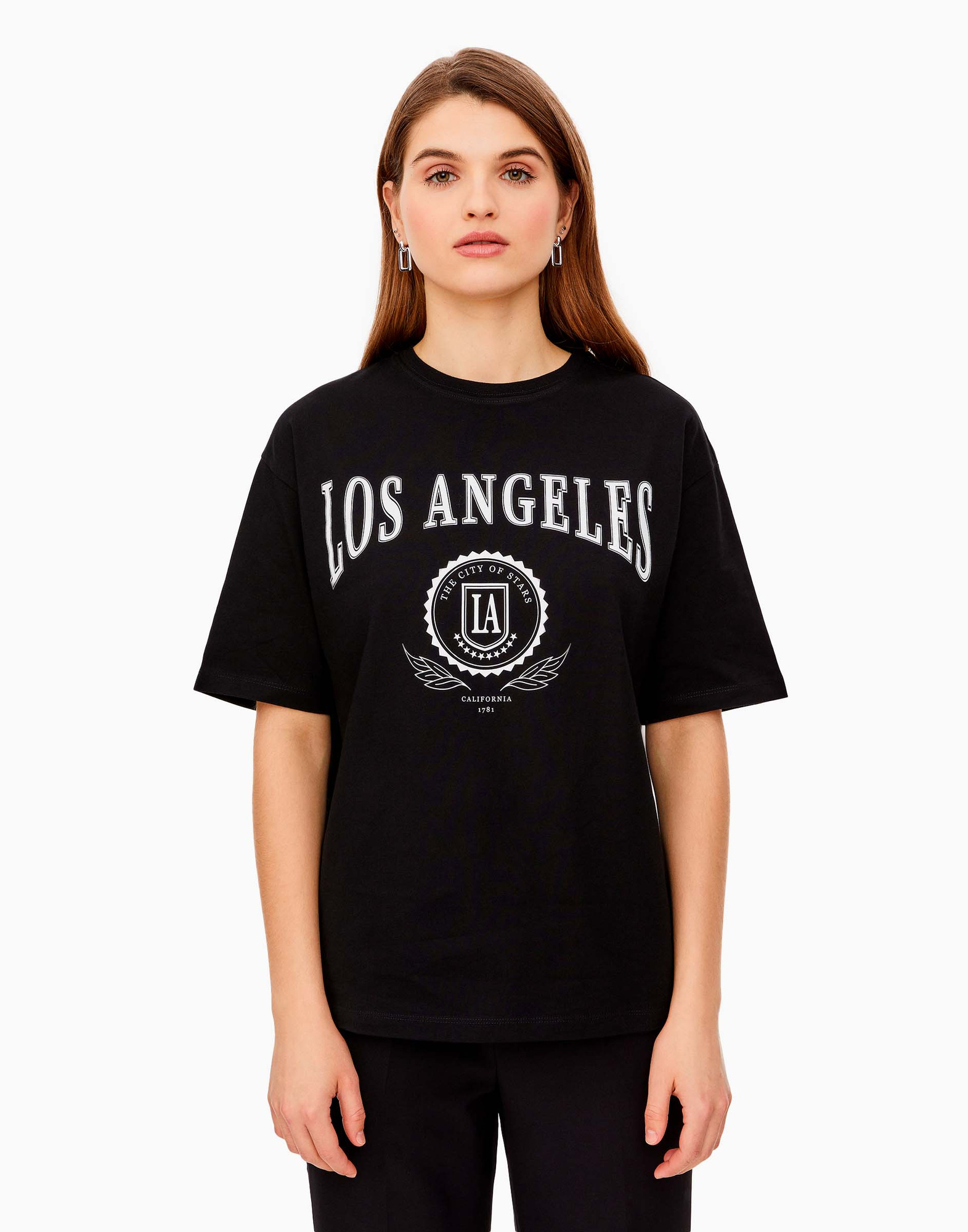 Чёрная футболка oversize с принтом Los Angeles GKT020448-1 купить по ...