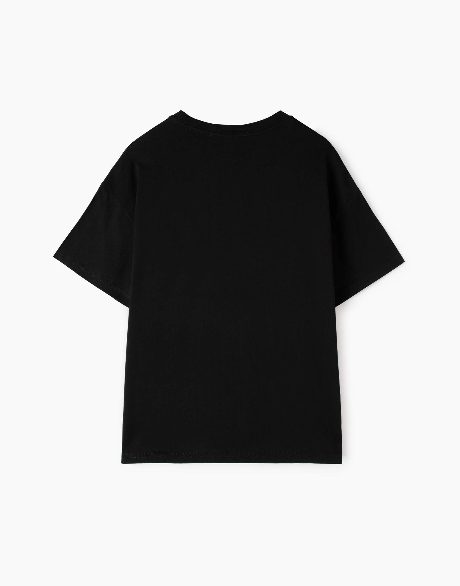 Чёрная футболка oversize с принтом для девочки-2