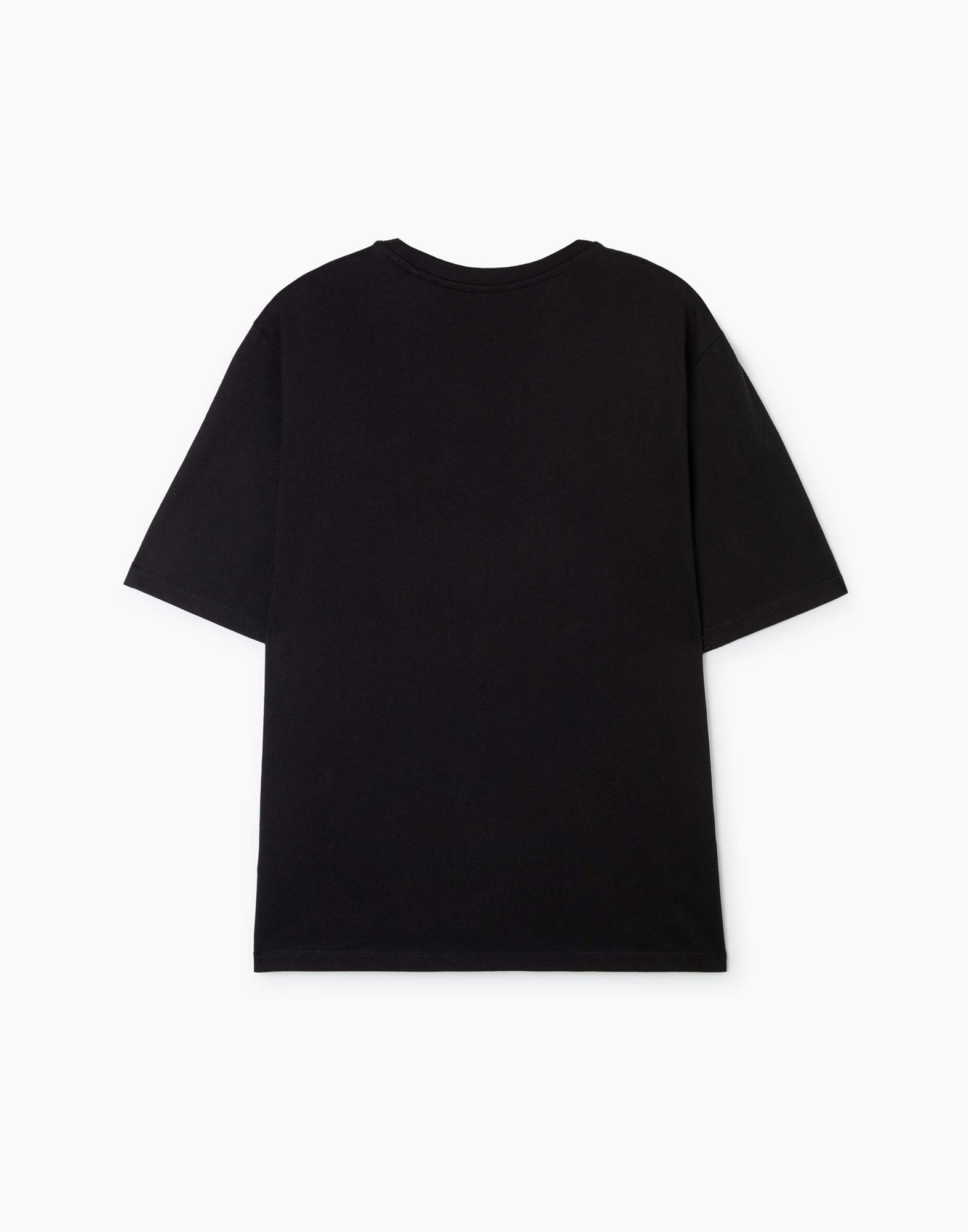 Чёрная футболка superoversize с принтом для девочки-1