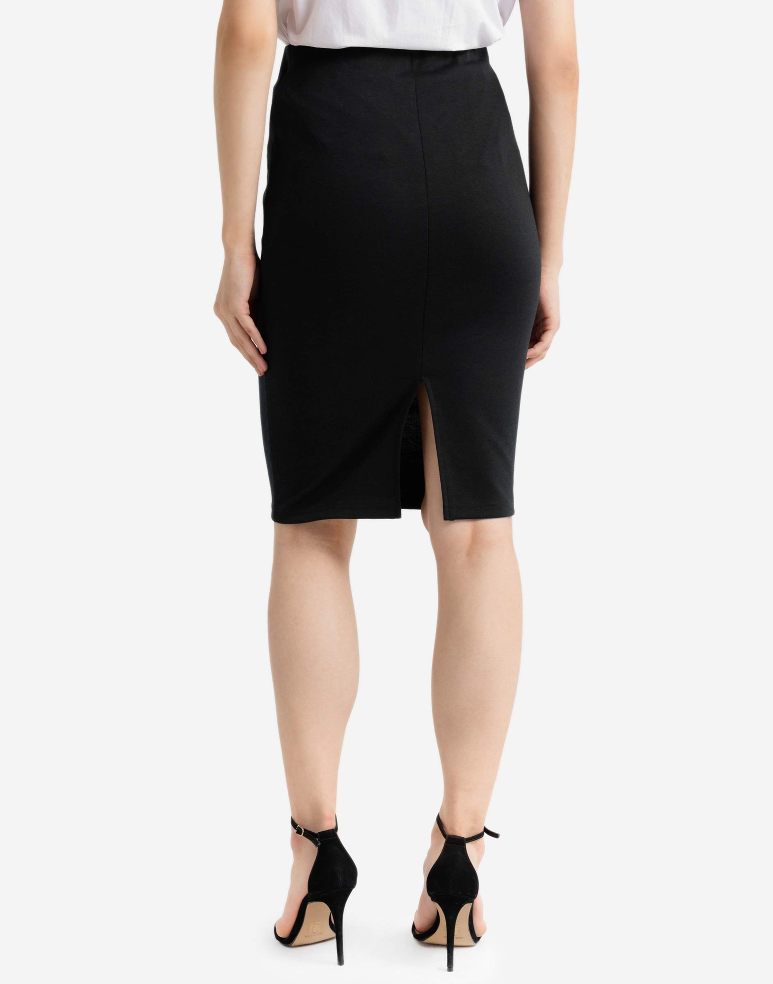 Черная классическая юбка-карандаш с разрезом GSU000931-1 купить по цене ...