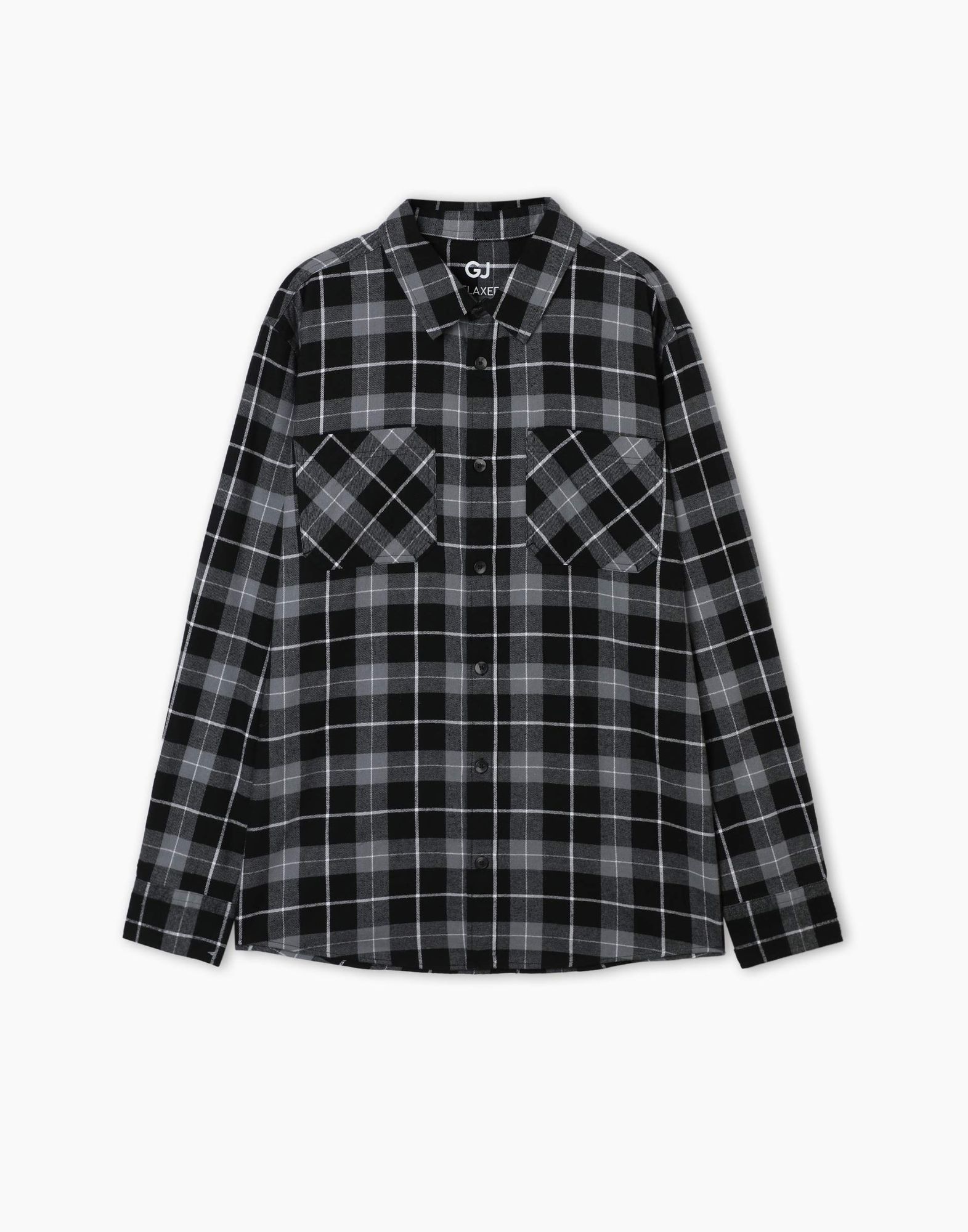 Чёрная клетчатая рубашка Comfort с карманами для мальчика-1