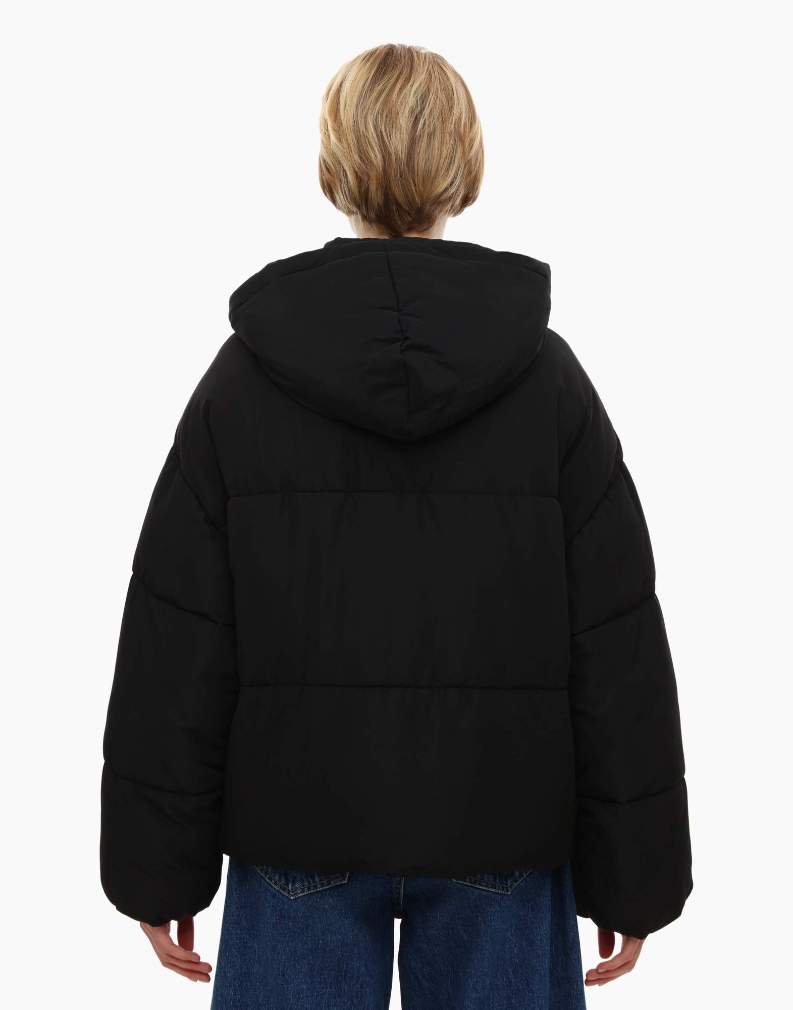 Чёрная куртка oversize с синтепухом-2