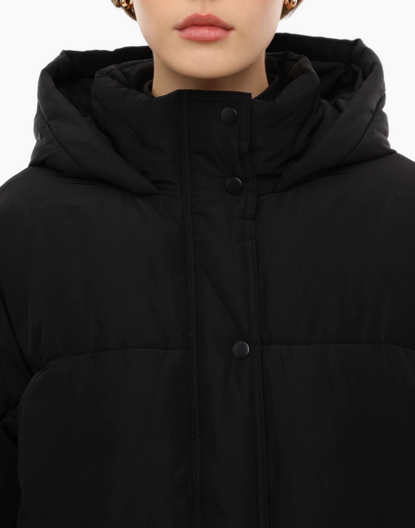 Чёрная куртка oversize с синтепухом-3