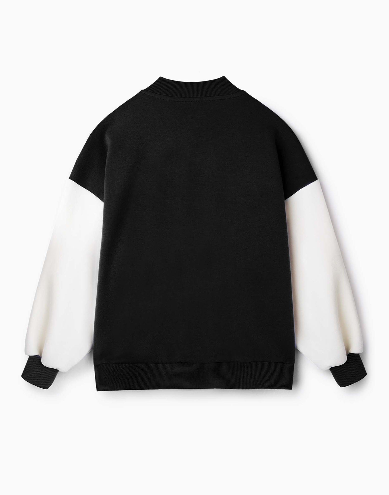 Чёрная толстовка-бомбер oversize с принтом для девочки GAC021862-1 ...