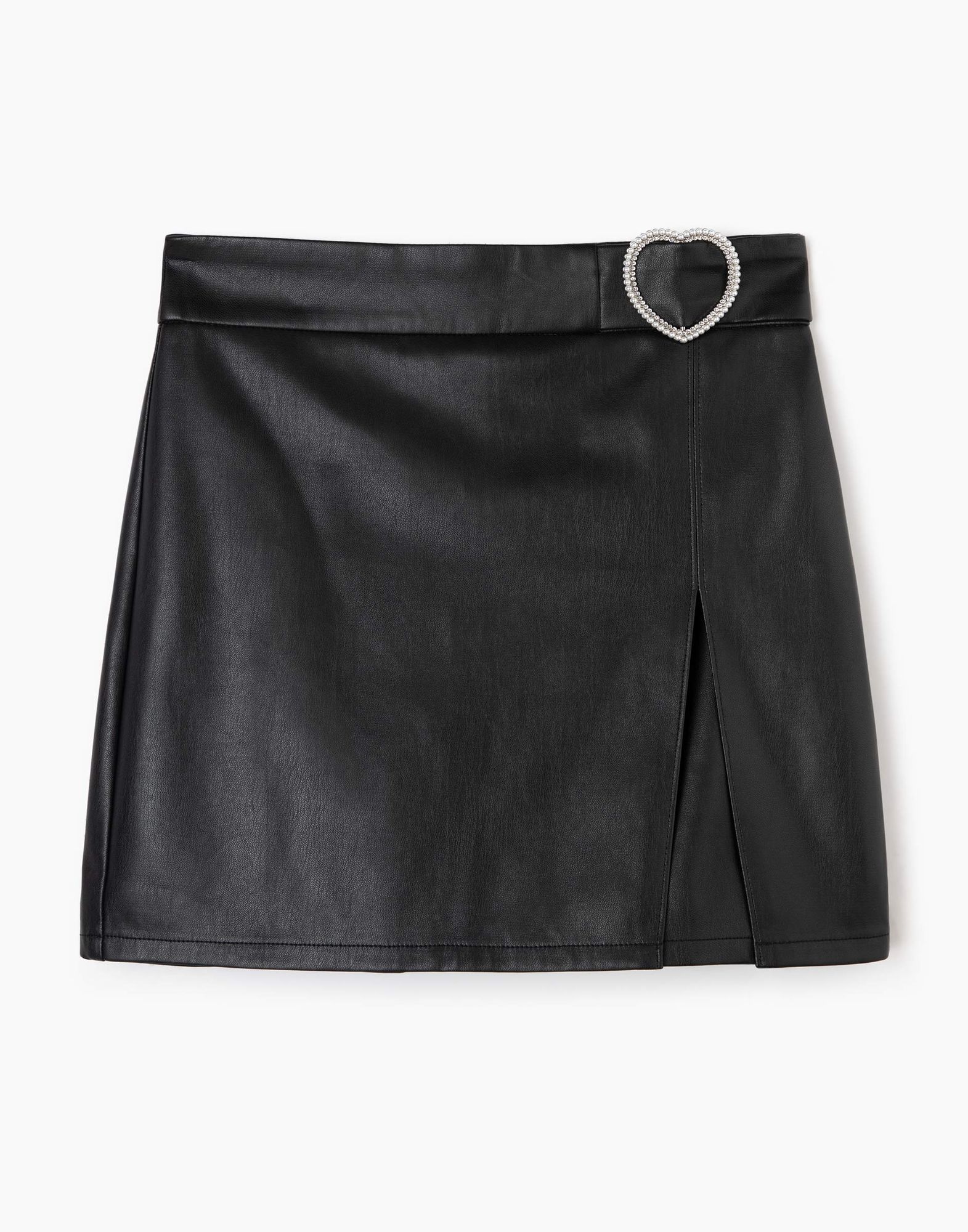 Чёрная юбка-шорты из экокожи для девочки-2
