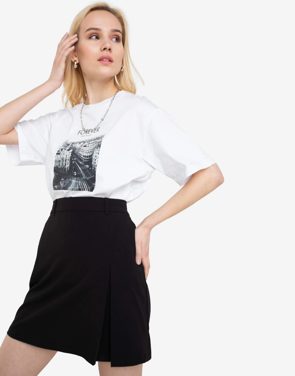 Черная юбка-трапеция на резинке GSK014729-1 купить по цене от 299 ...