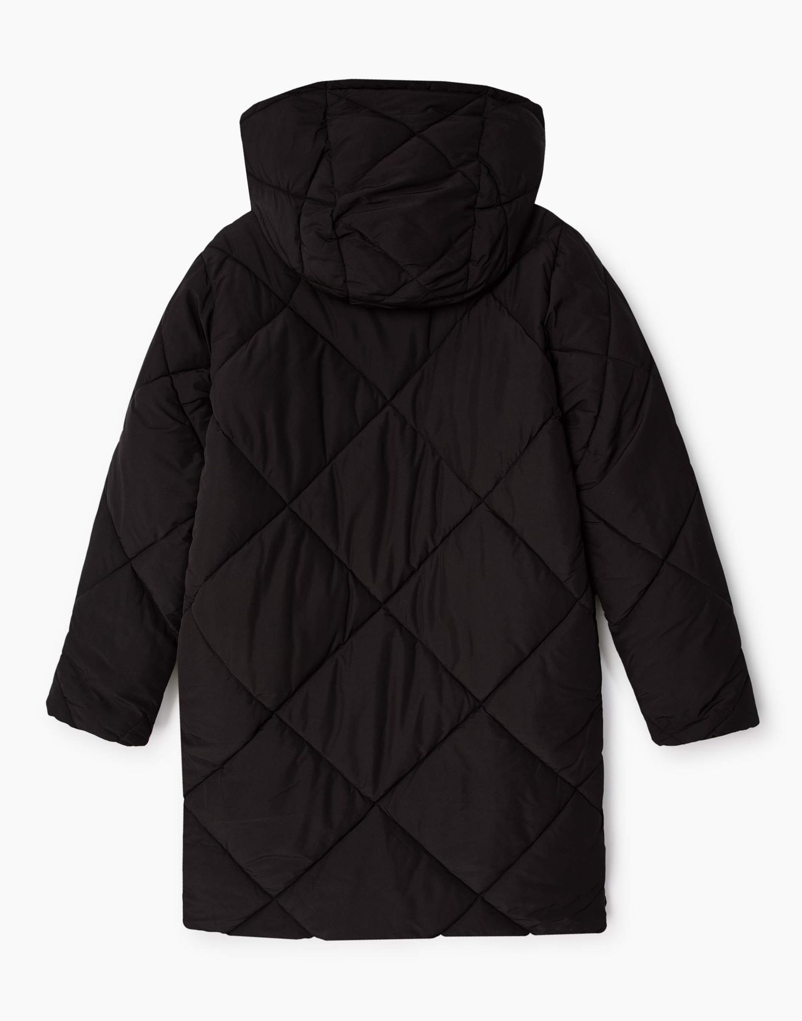 Чёрная утеплённая куртка на пуговицах для девочек-2