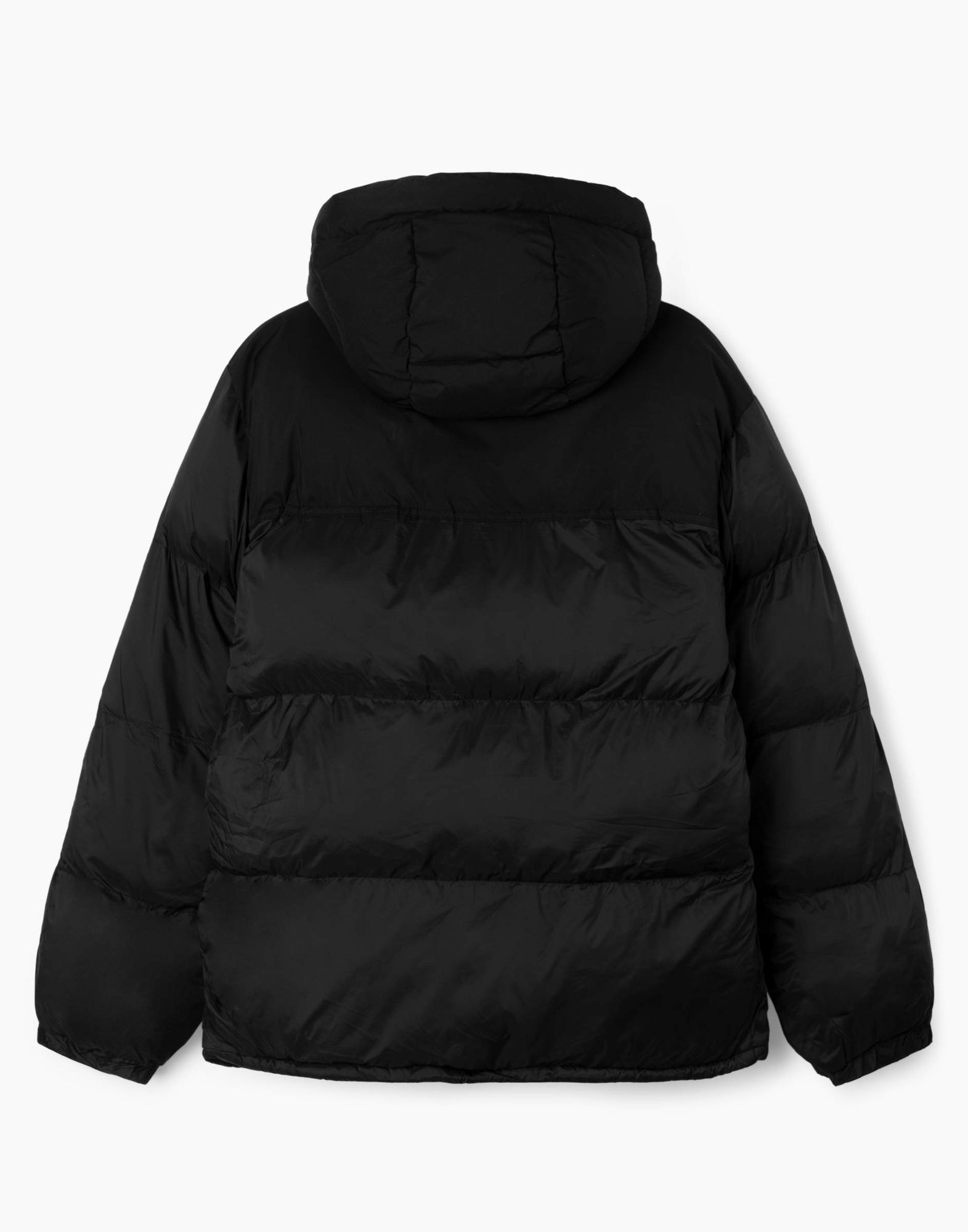Чёрная утеплённая куртка oversize с капюшоном-4