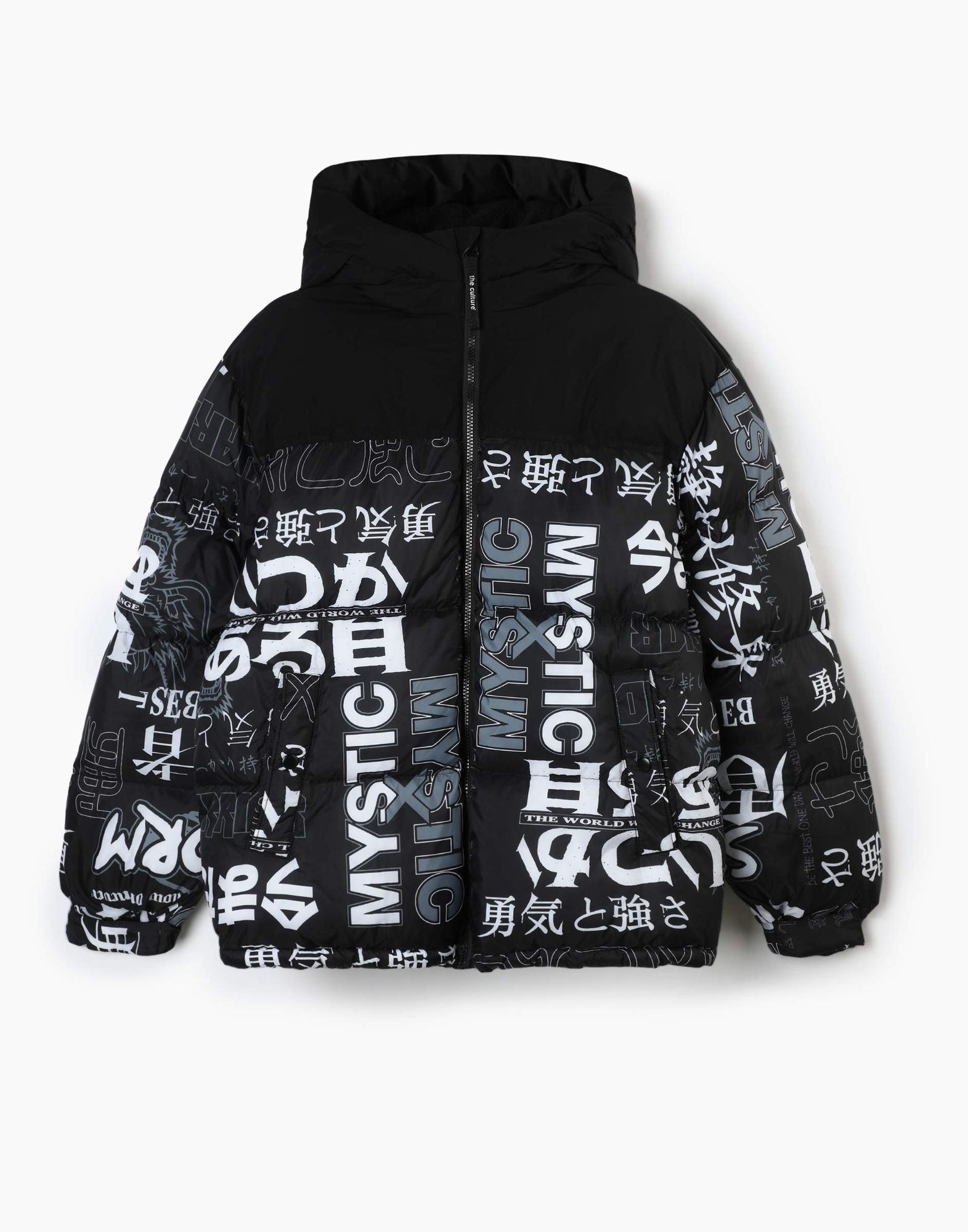 Чёрная утеплённая куртка oversize с принтом для мальчика-2