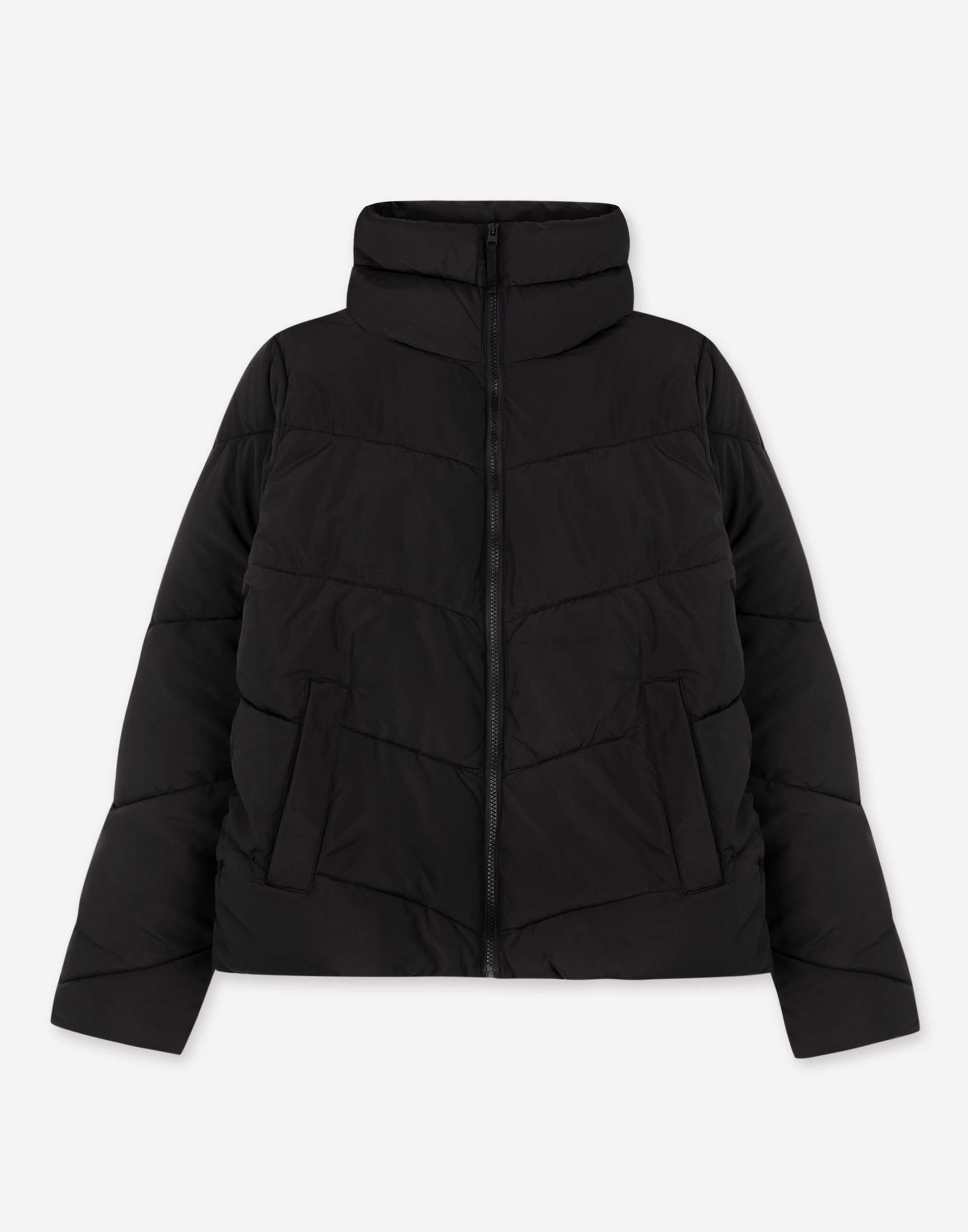 Черная утепленная куртка oversize-7